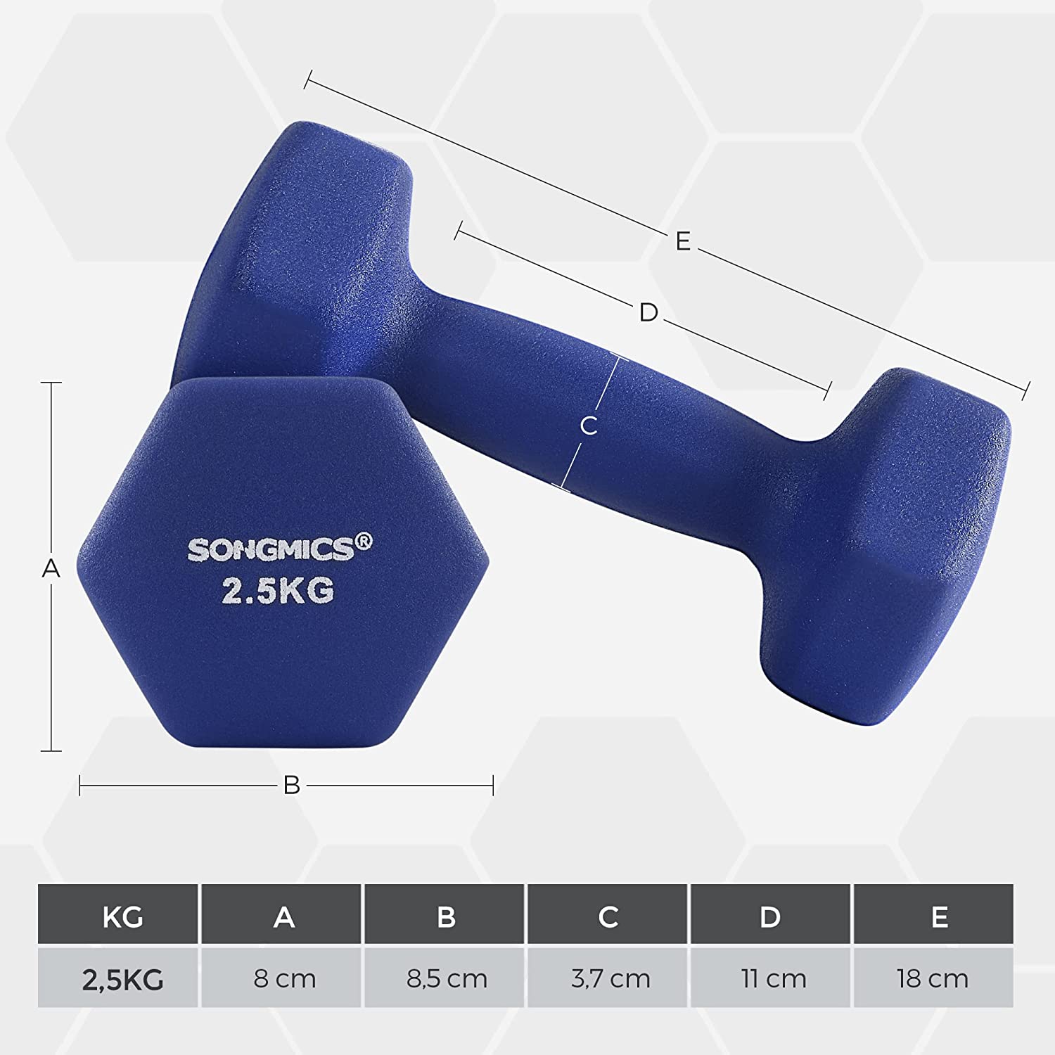Neoprenske bučice s protukliznim ručkama, plave boje | SONGMICS-vitahome.hr
