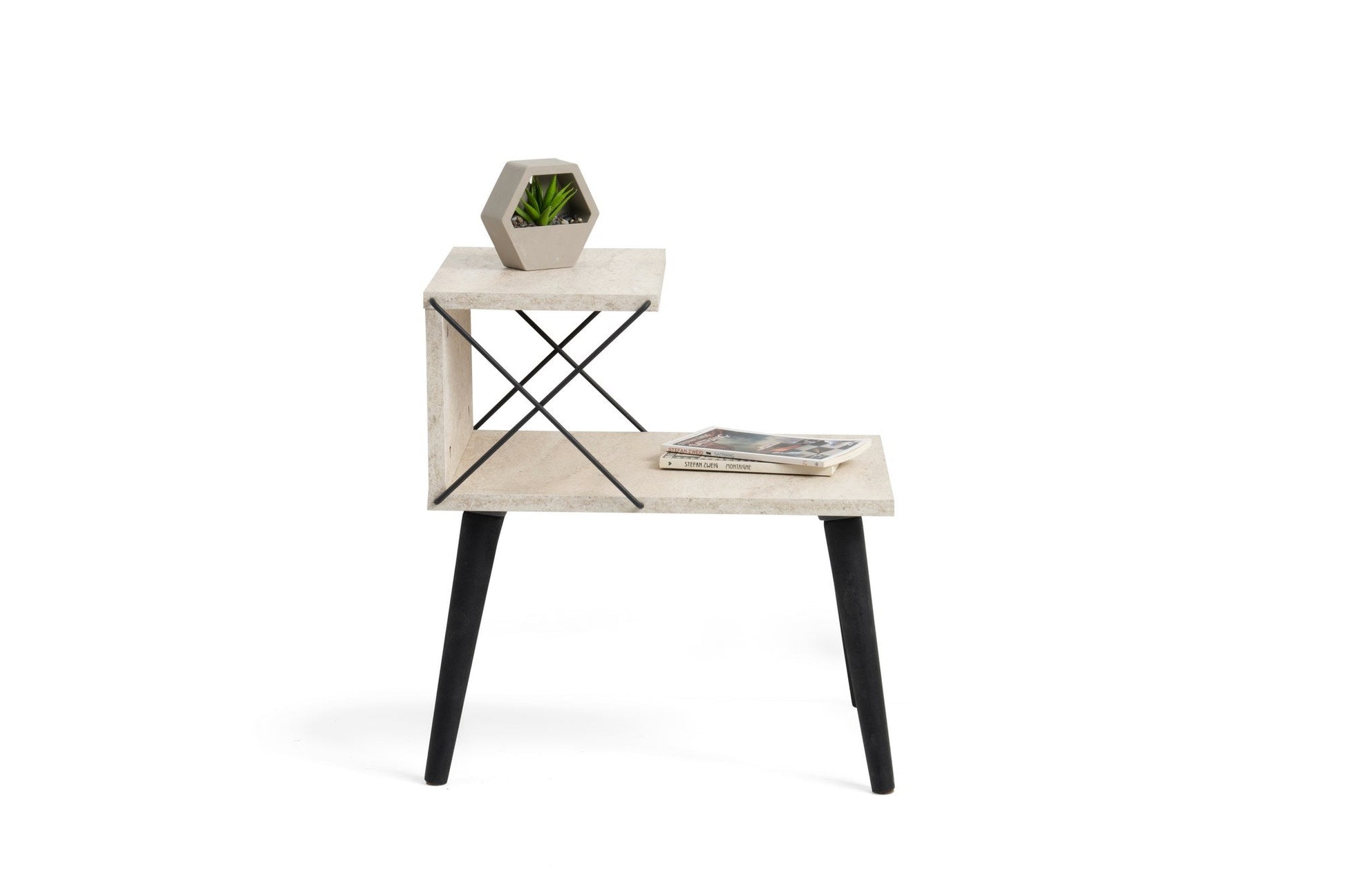 Noćni ormarić Cross - Black, Travertine | AG-vitahome.hr