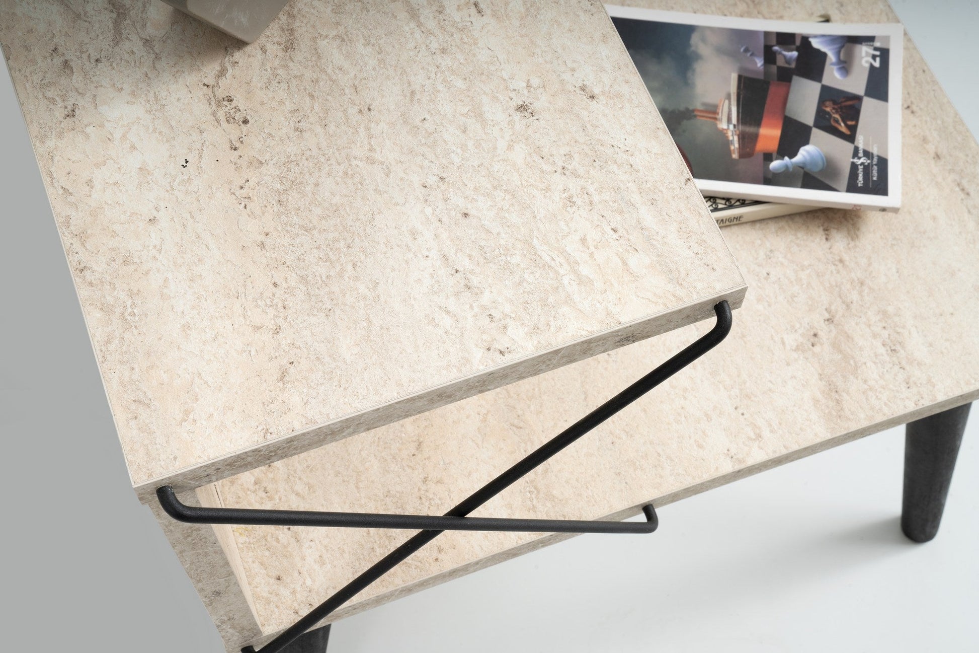 Noćni ormarić Cross - Black, Travertine | AG-vitahome.hr