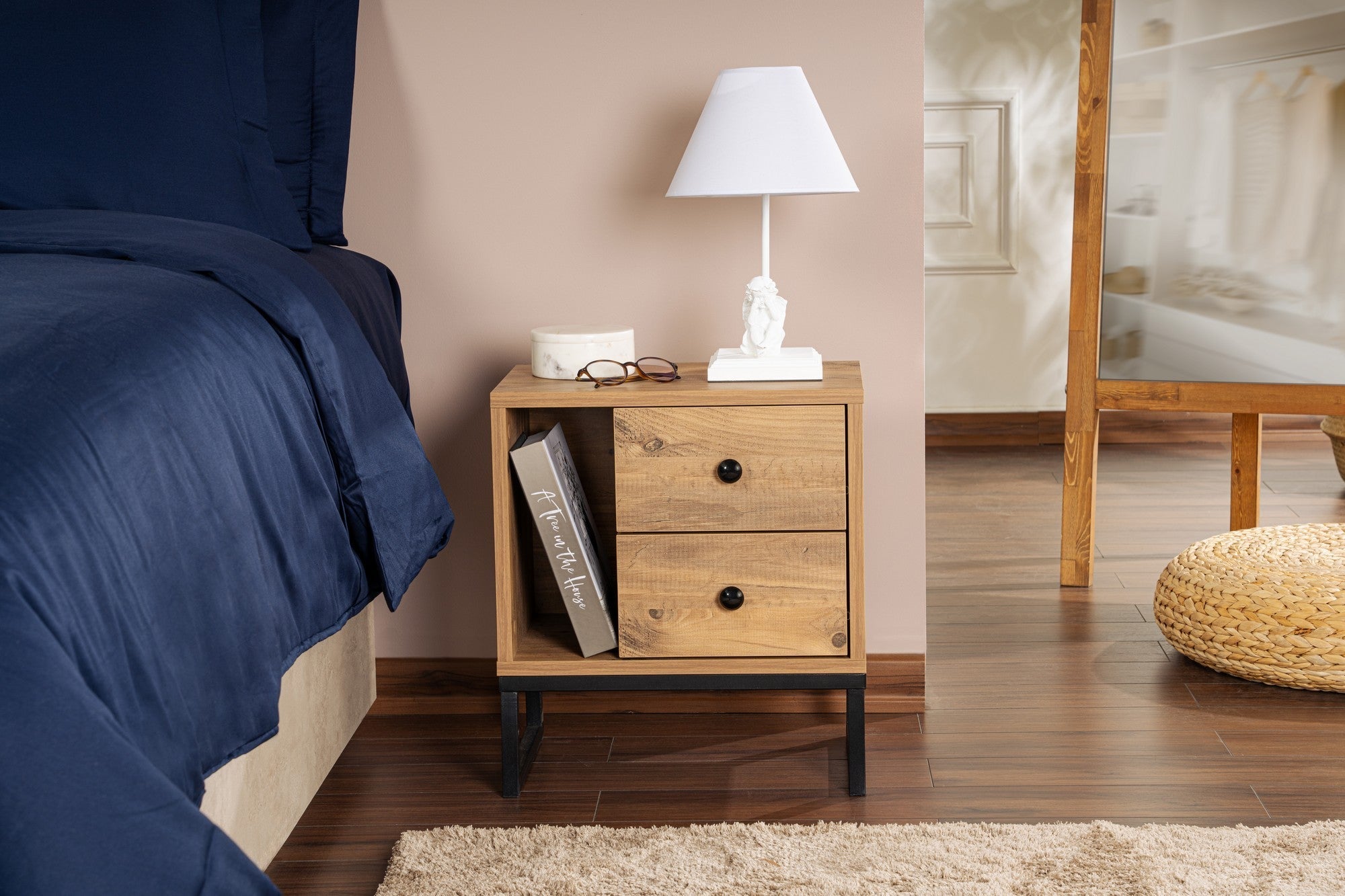 Noćni ormarić Glimmer - Atlantic Pine, Black | AG-vitahome.hr