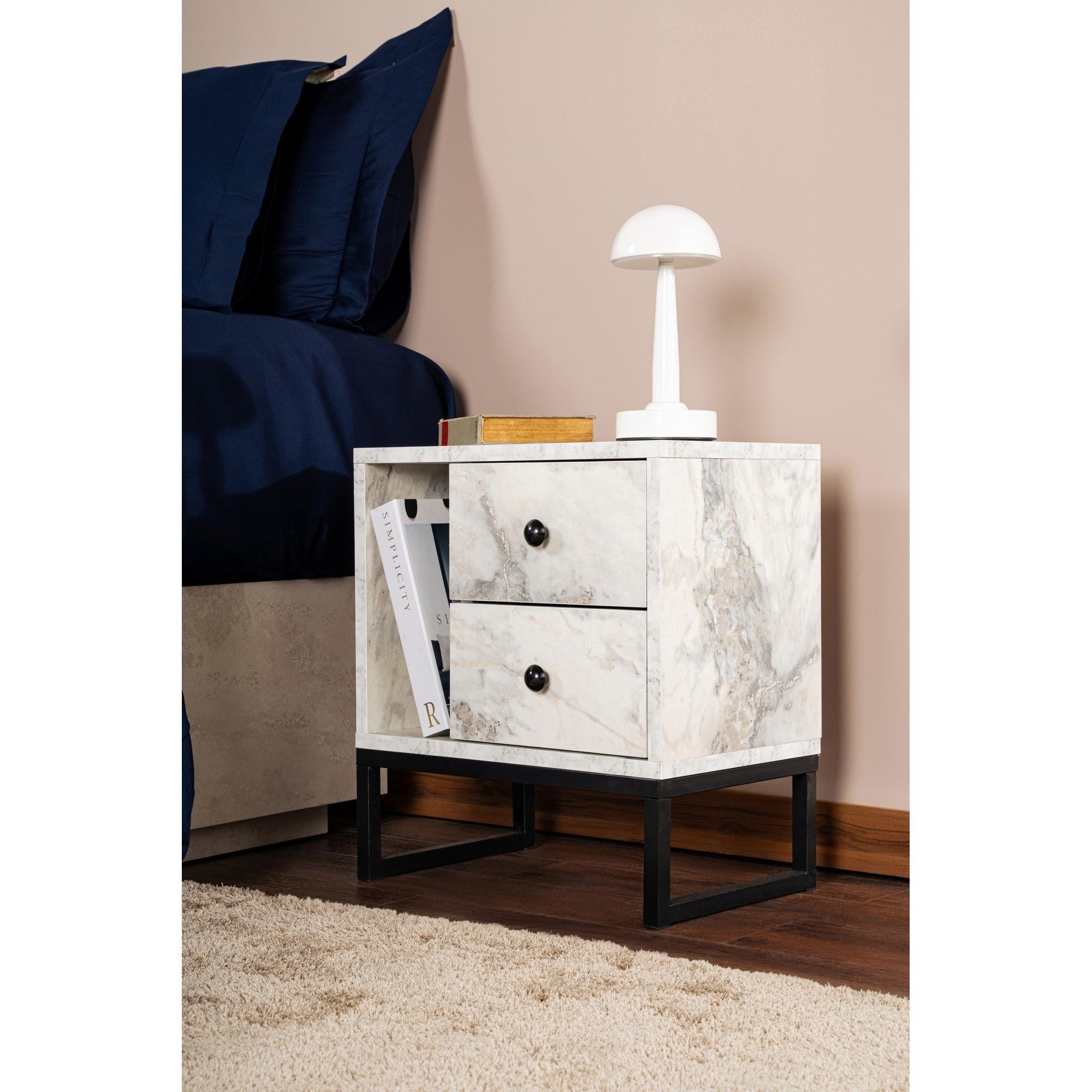 Noćni ormarić Glimmer - Fressia Marble, Black | AG-vitahome.hr
