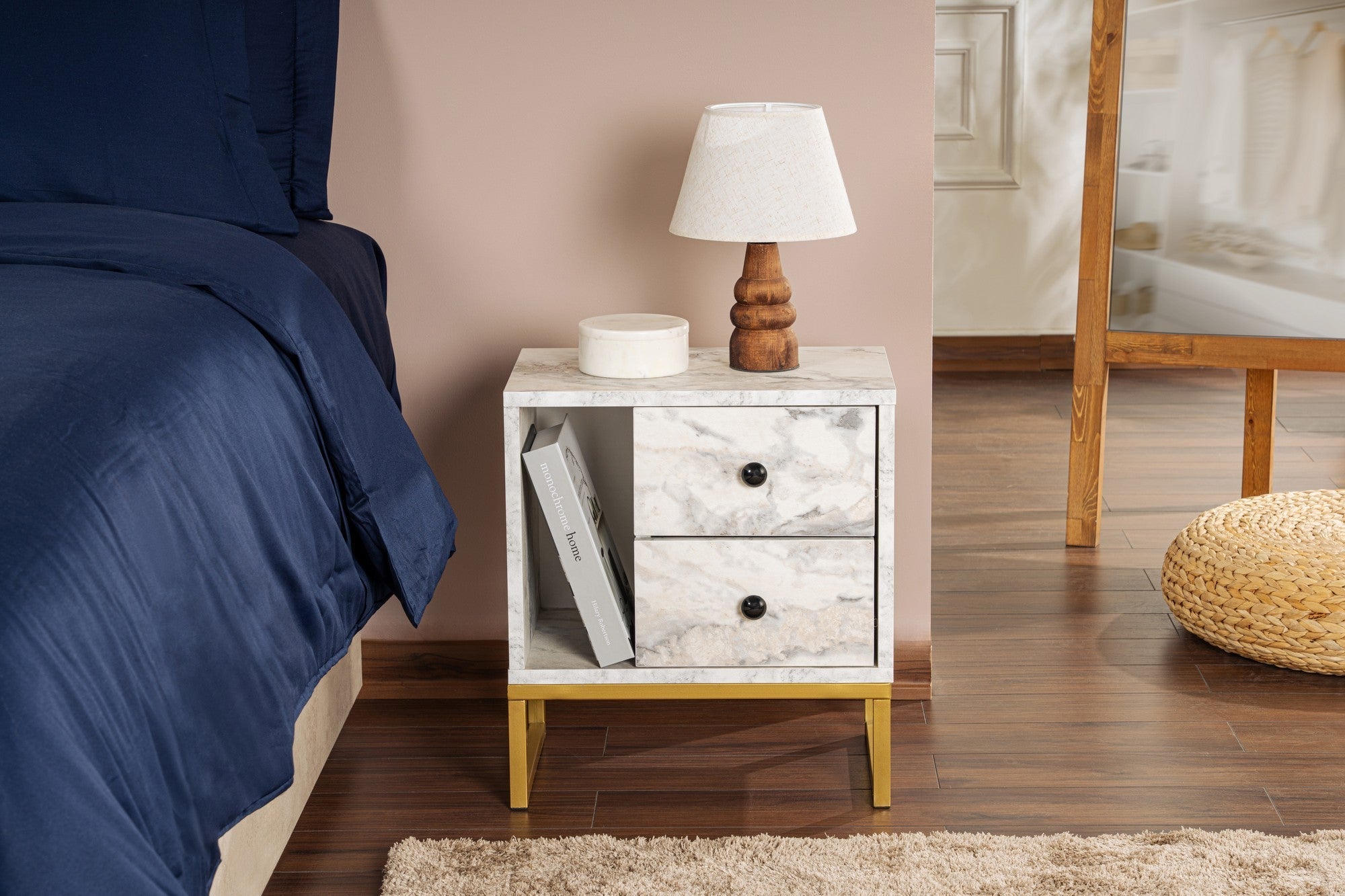 Noćni ormarić Glimmer - Fressia Marble, Gold | AG-vitahome.hr