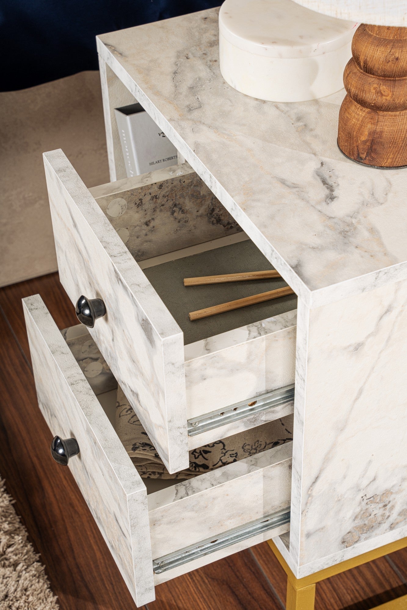 Noćni ormarić Glimmer - Fressia Marble, Gold | AG-vitahome.hr