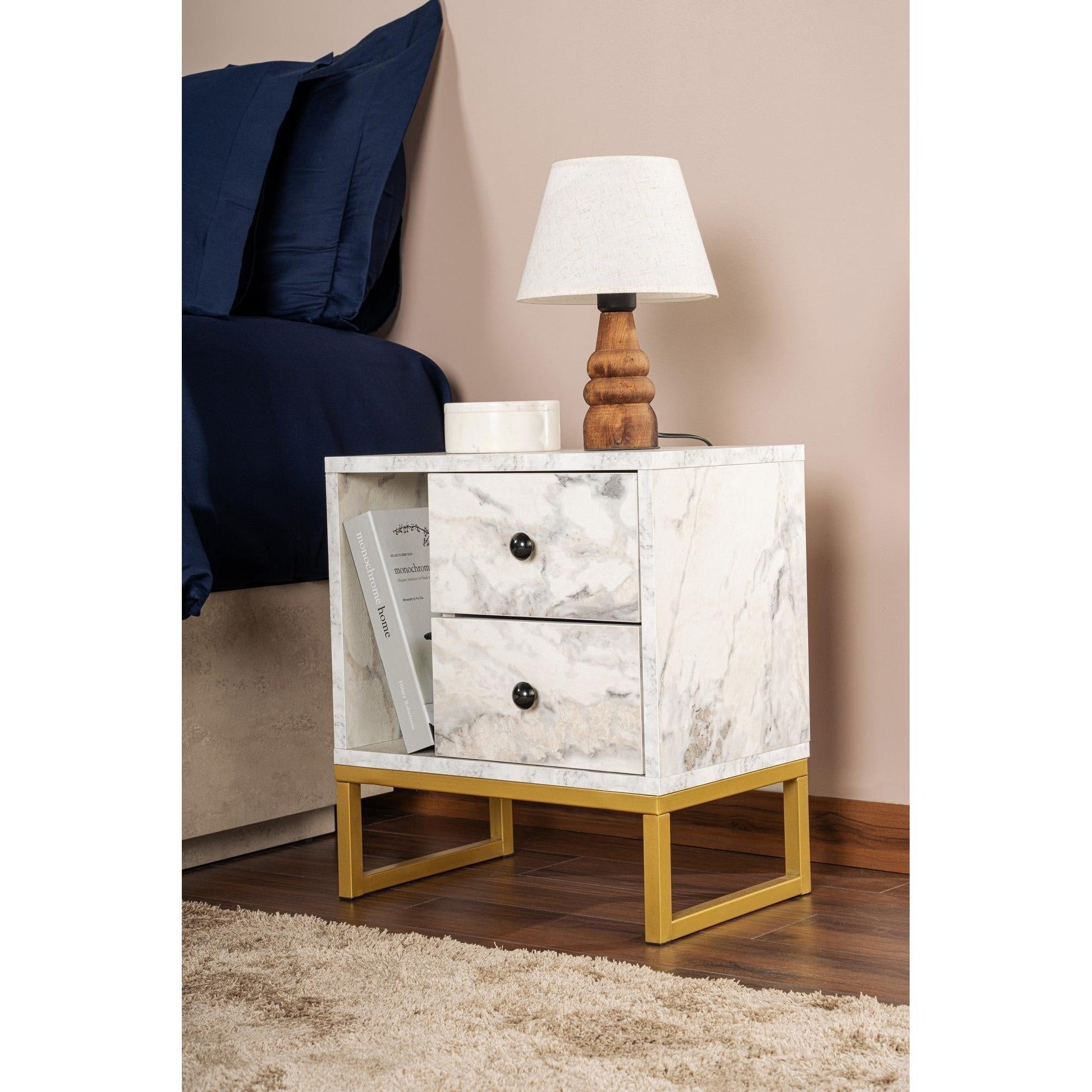 Noćni ormarić Glimmer - Fressia Marble, Gold | AG-vitahome.hr