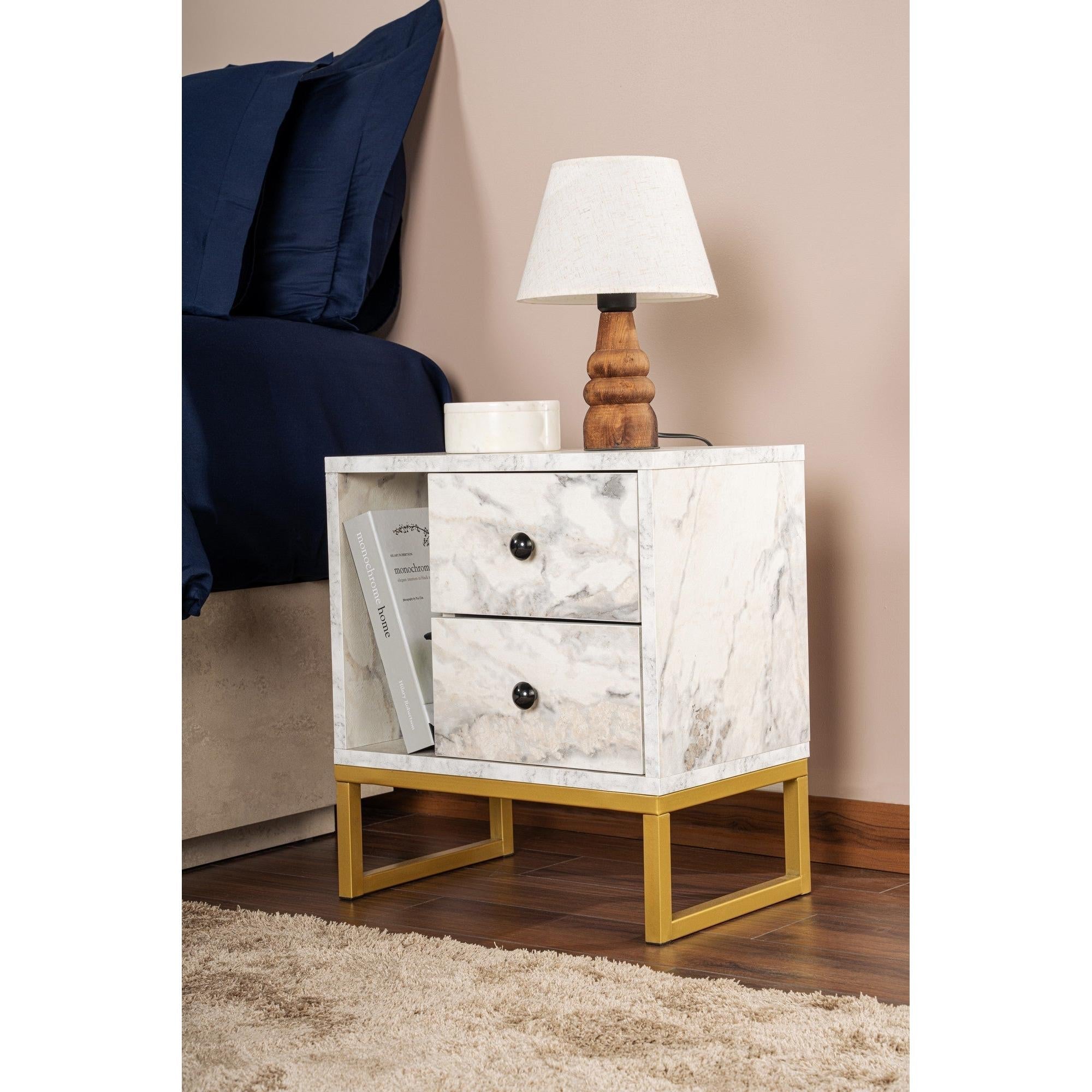 Noćni ormarić Glimmer - Fressia Marble, Gold | AG-vitahome.hr