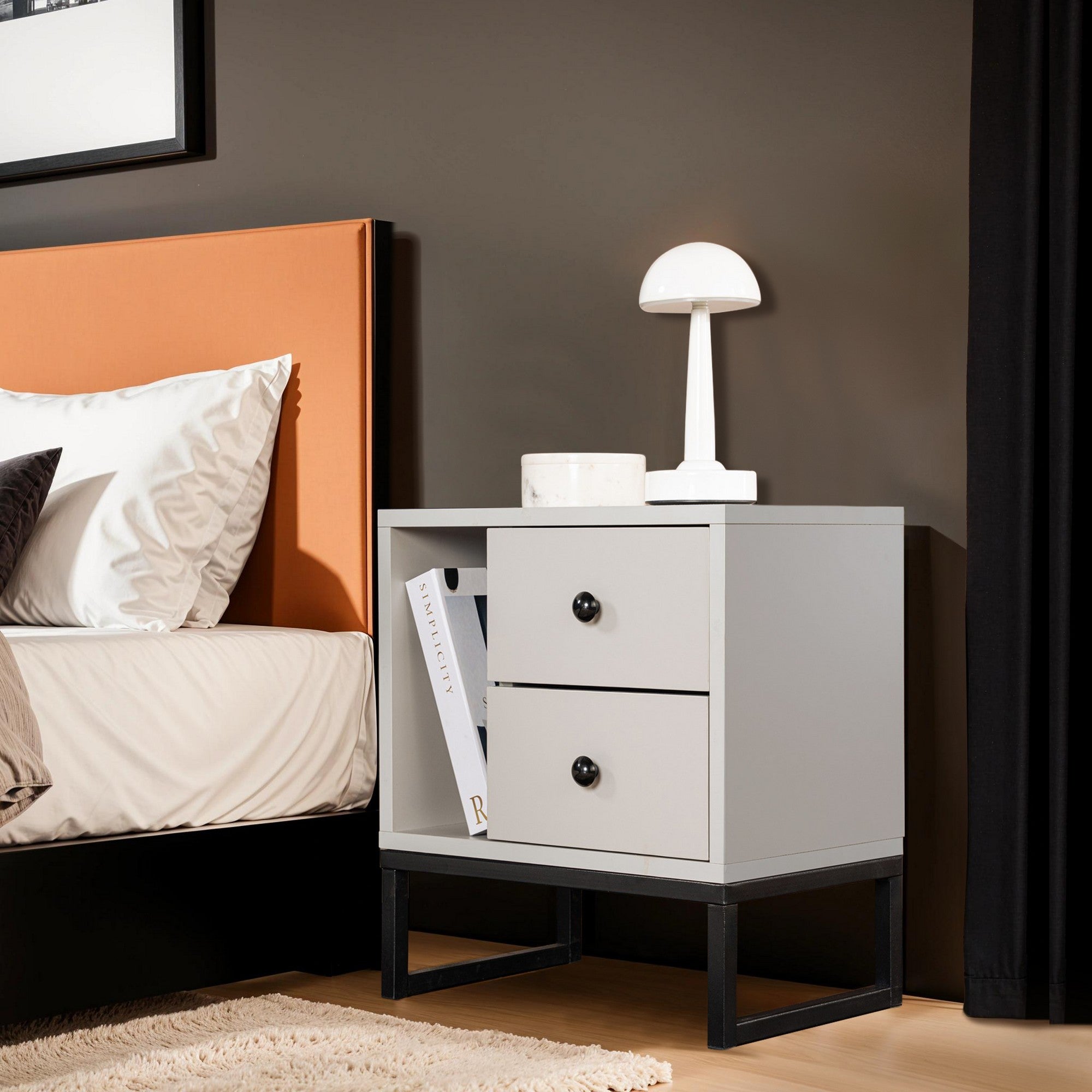Noćni ormarić Glimmer - Grey, Black | AG-vitahome.hr