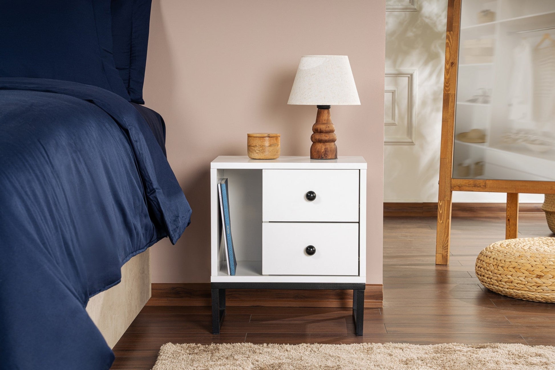 Noćni ormarić Glimmer - White, Black | AG-vitahome.hr