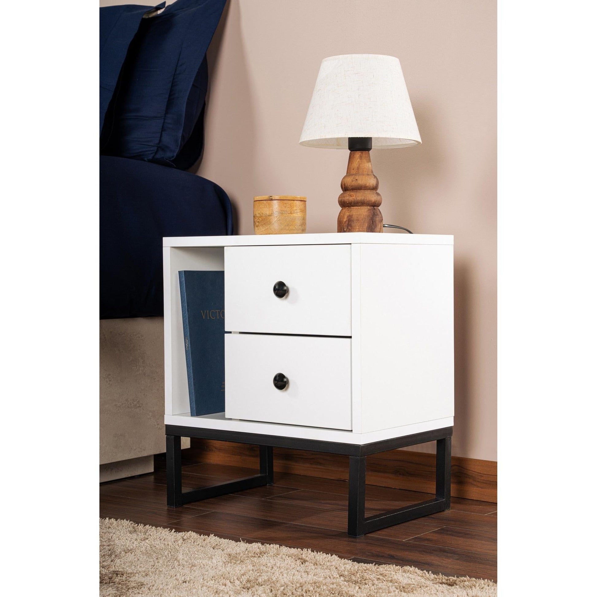Noćni ormarić Glimmer - White, Black | AG-vitahome.hr
