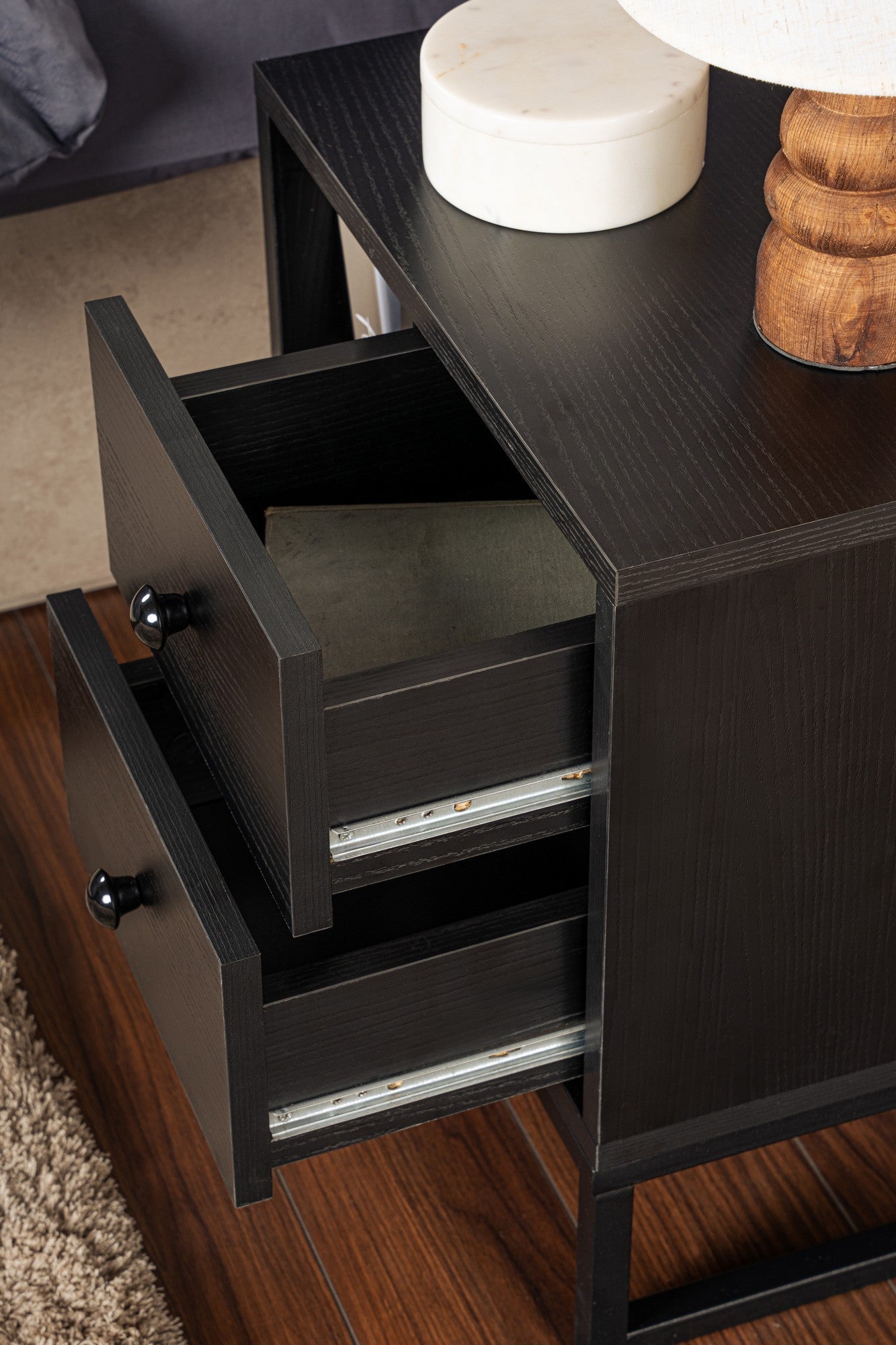 Noćni ormarić Glimmer - Wood Black, Black | AG-vitahome.hr