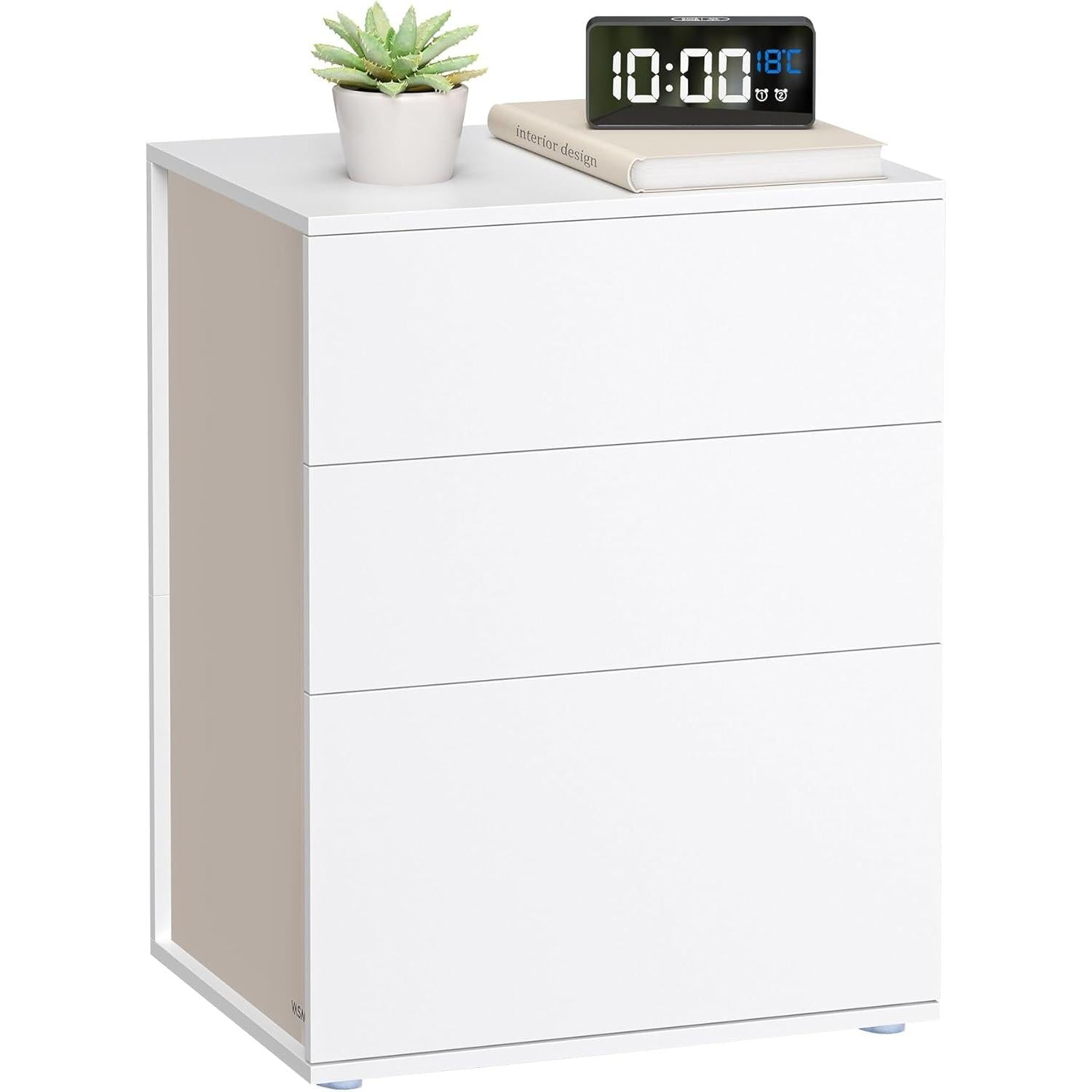 Noćni ormarić s 3 ladice, 35 x 45 x 58.7 cm, bež i bijele boje | VASAGLE-VASAGLE-Vita Home