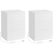 Noćni ormarić set od 2 komada, s 2 utičnice i 2 USB porta, bijeli