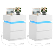 Noćni ormarić set od 2 komada, s LED rasvjetom, 35×40×55 cm, oblačno bijela