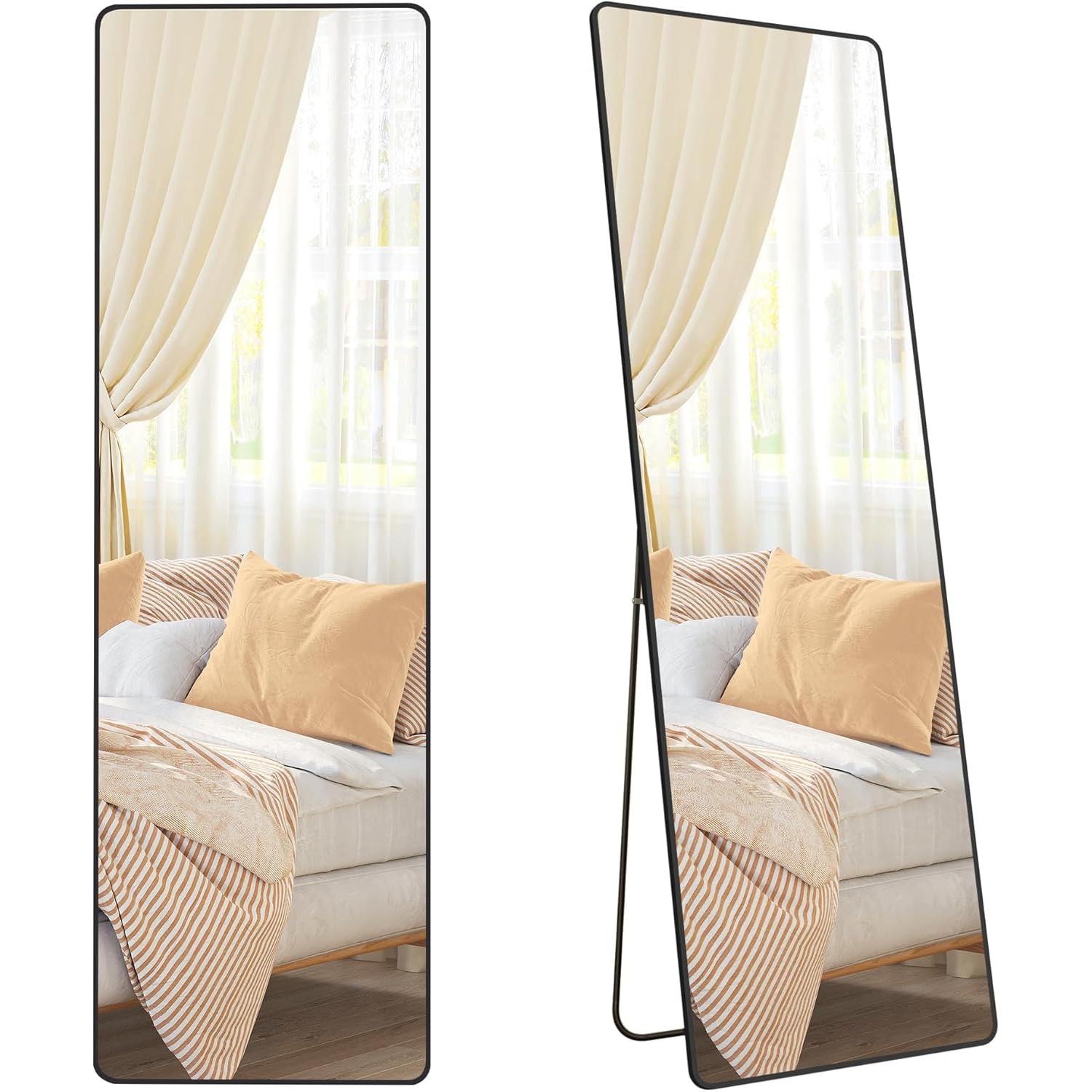 Ogledalo pune visine, 160 x 50 cm, aluminijski okvir, crne boje | SONGMICS-vitahome.hr