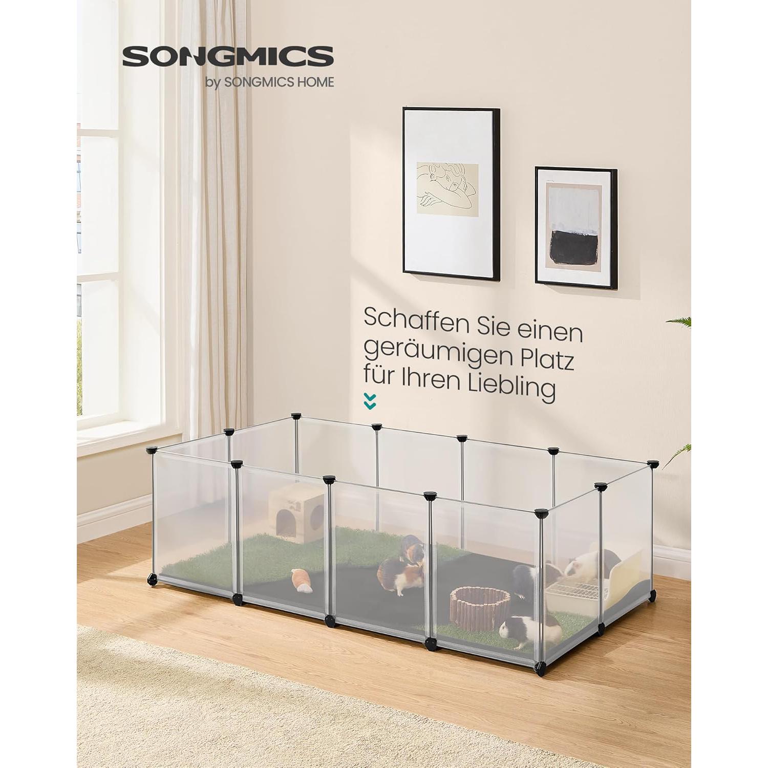 Ogradica za male životinje s podlogom, 125 x 63 x 42 cm, bijela | SONGMICS-vitahome.hr