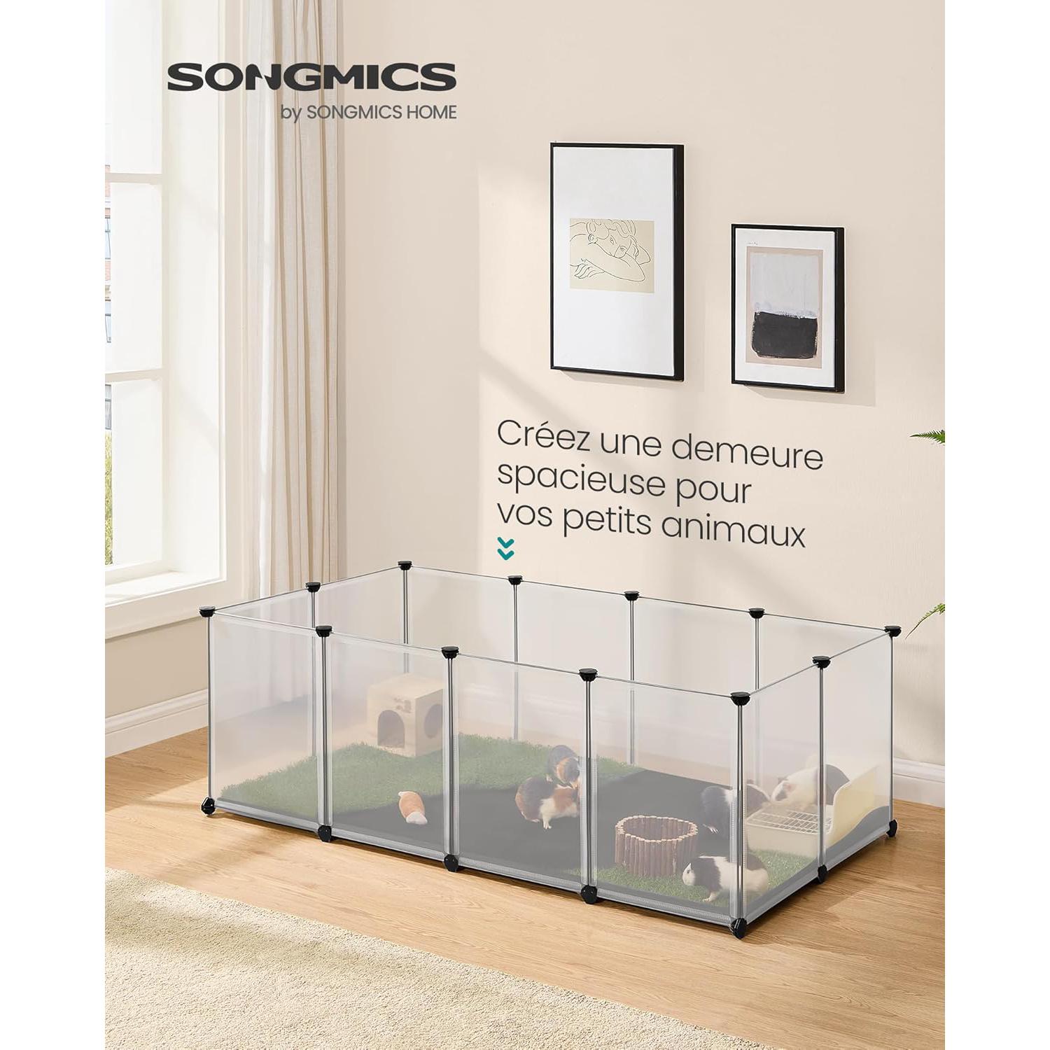 Ogradica za male životinje s podlogom, 143 x 73 x 46 cm, bijela | SONGMICS-vitahome.hr