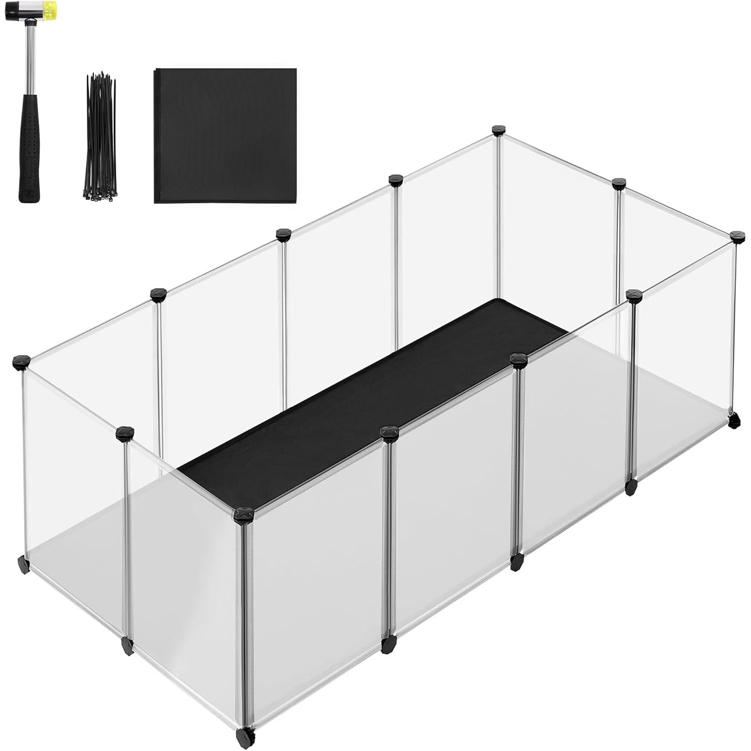 Ogradica za male životinje s podlogom, 143 x 73 x 46 cm, bijela | SONGMICS-vitahome.hr