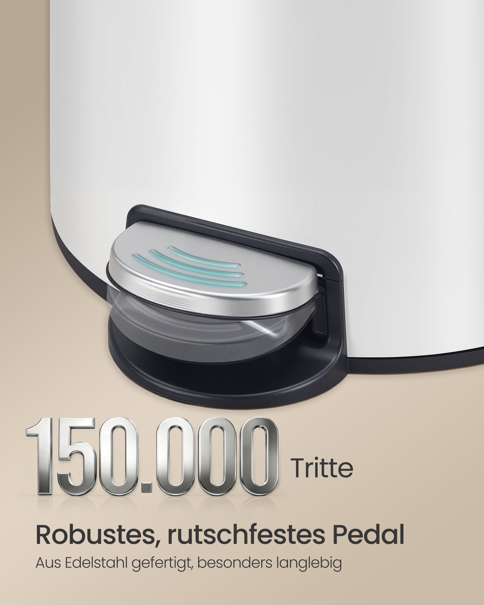 Okrugla kanta za smeće sa pedalom kapaciteta 30l, 9,5 x 37,1 x 63 cm, bijela | SONGMICS