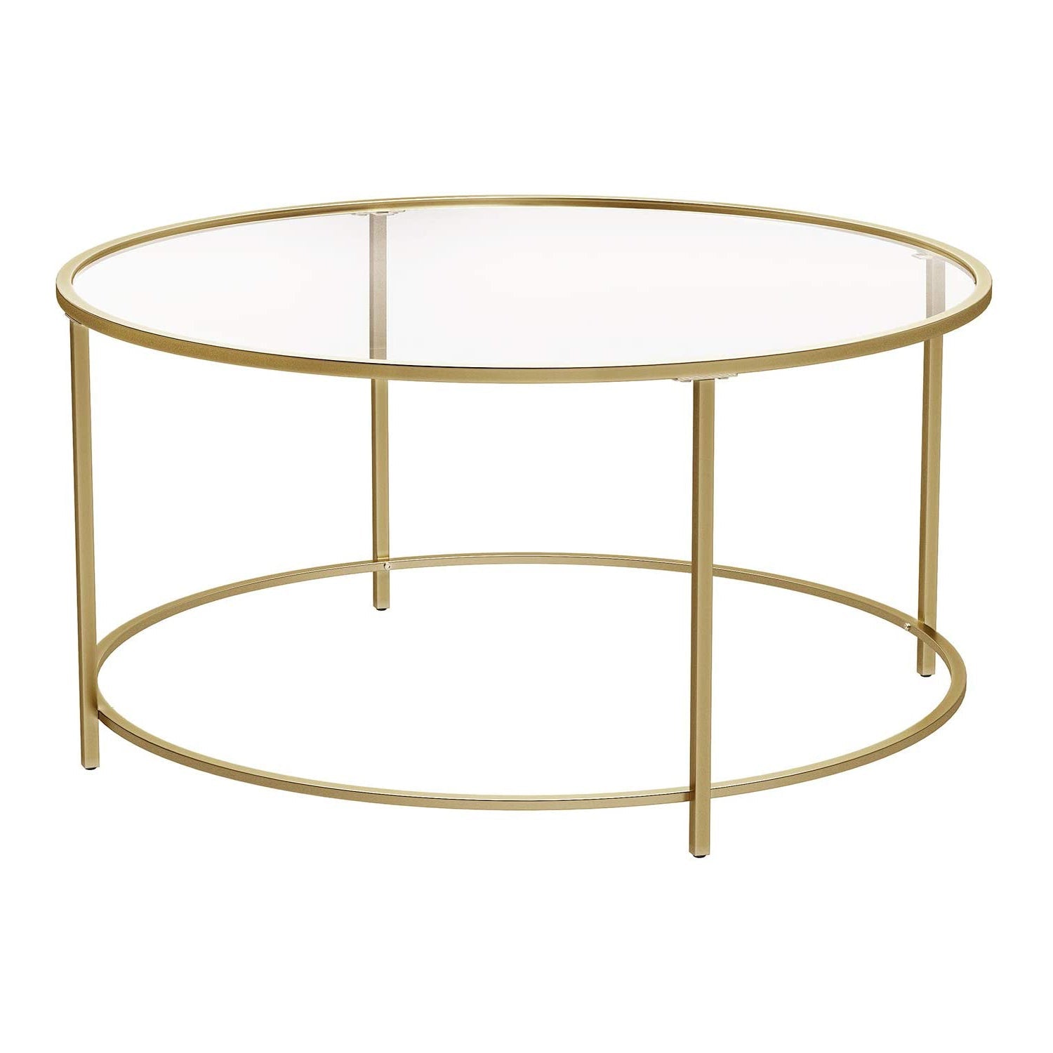 Okrugli stakleni stolić za kavu, 84 x 84 x 45,5 cm, zlatne boje | Vasagle-vitahome.hr