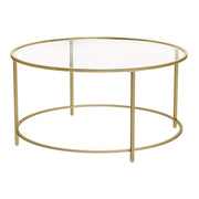 Okrugli stakleni stolić za kavu, 84 x 84 x 45,5 cm, zlatne boje | Vasagle-vitahome.hr