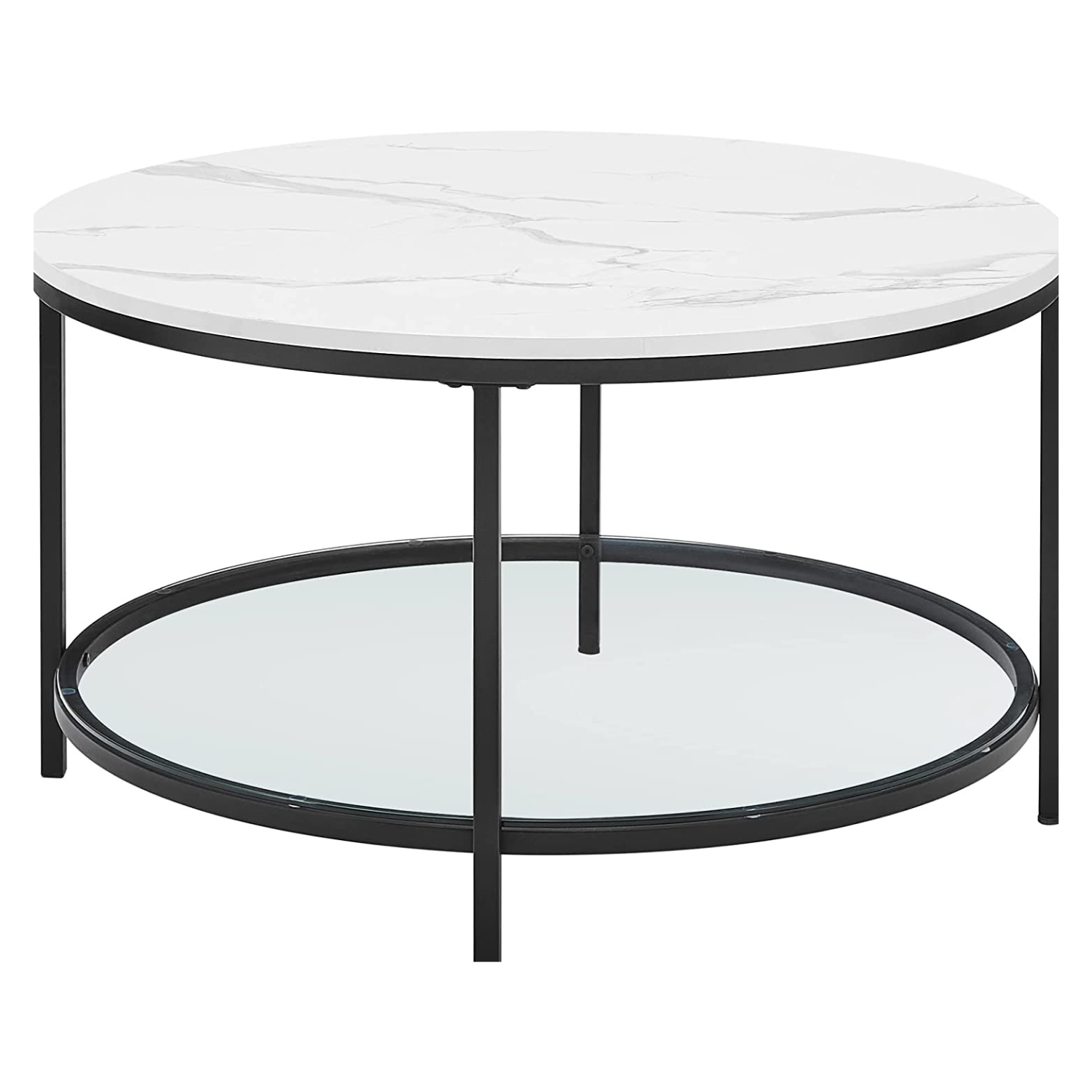Okrugli stol za kavu s efektom mramora, 80 x 44,5 cm, bijela i crna | VASAGLE-vitahome.hr