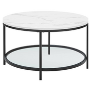 Okrugli stol za kavu s efektom mramora, 80 x 44,5 cm, bijela i crna | VASAGLE-vitahome.hr