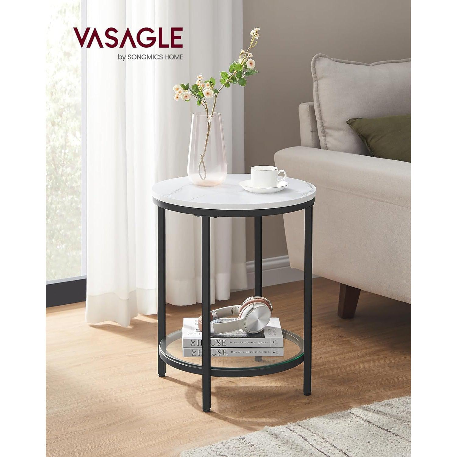 Okrugli stolić za kavu s efektom mramora, mali stolić, crni | VASAGLE-vitahome.hr