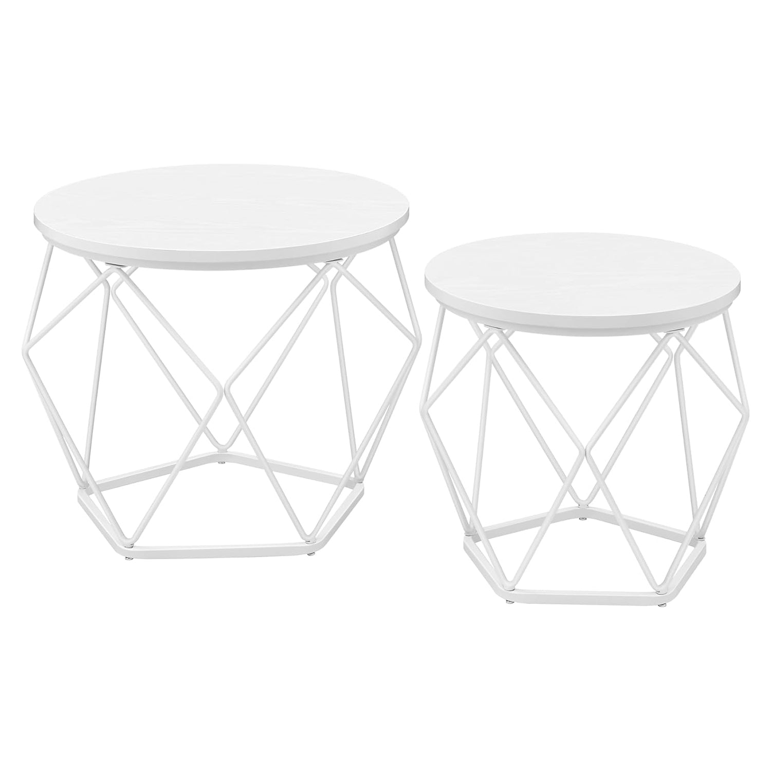 Okrugli stolići za kavu, set od 2 pomoćna stolića, bijele boje | VASAGLE-vitahome.hr