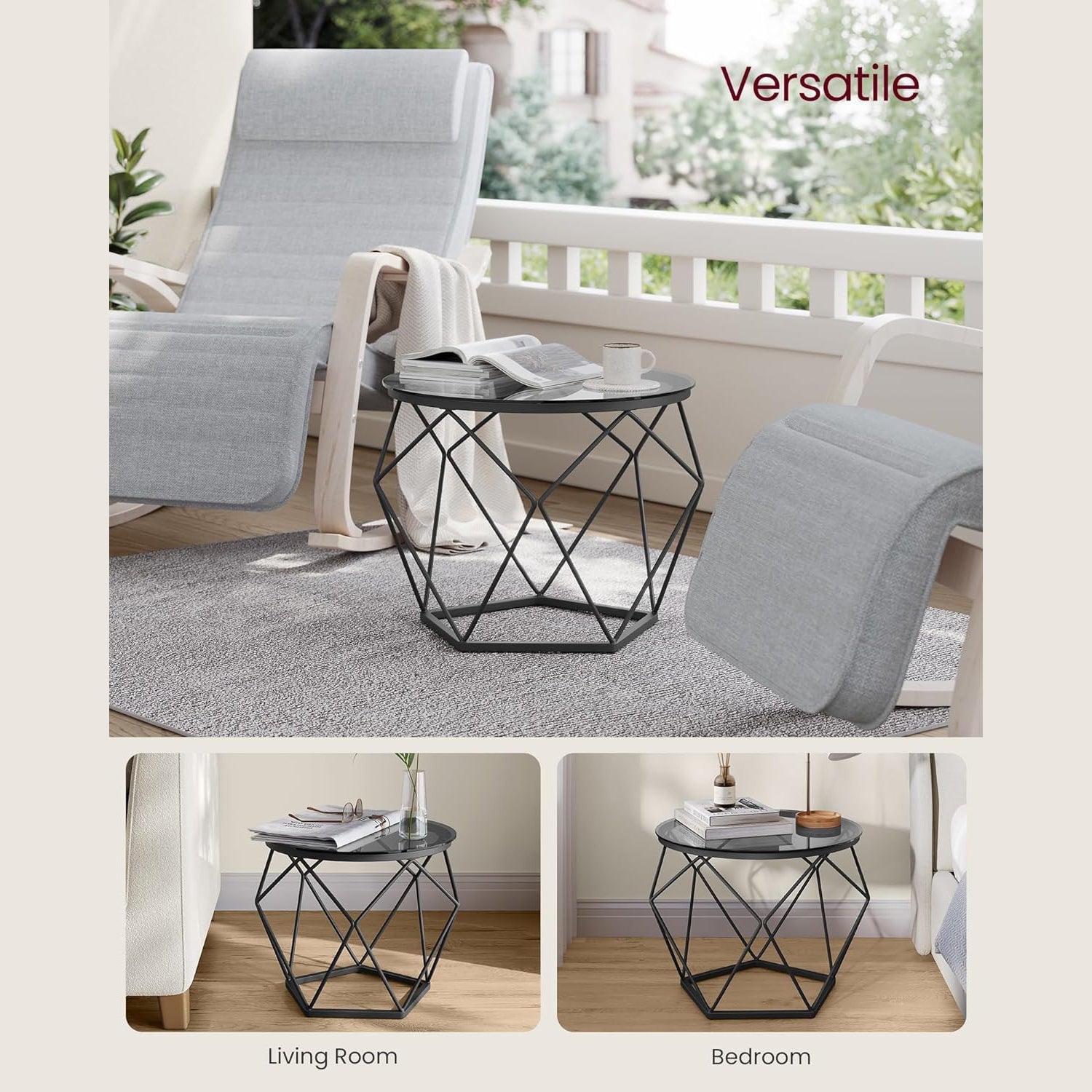 Okrugli stolići za kavu, set od 2 pomoćna stolića, crno-sive boje | VASAGLE-vitahome.hr
