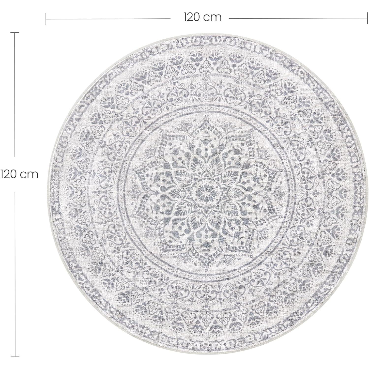 Okrugli tepih promjera 120 cm, neklizajući, periv u perilici, sivo plavi | SONGMICS-vitahome.hr