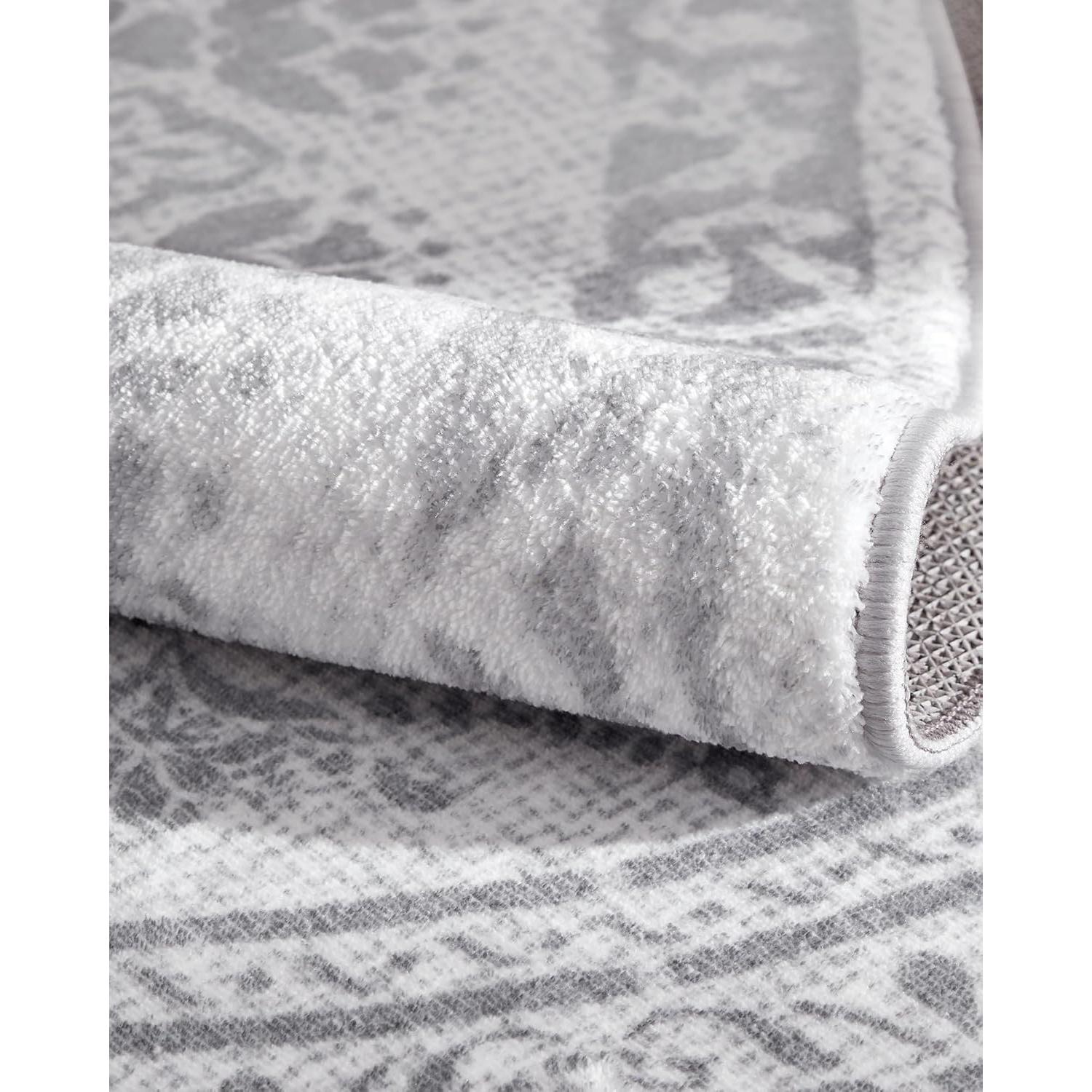 Okrugli tepih promjera 120 cm, neklizajući, periv u perilici, sivo plavi | SONGMICS-vitahome.hr