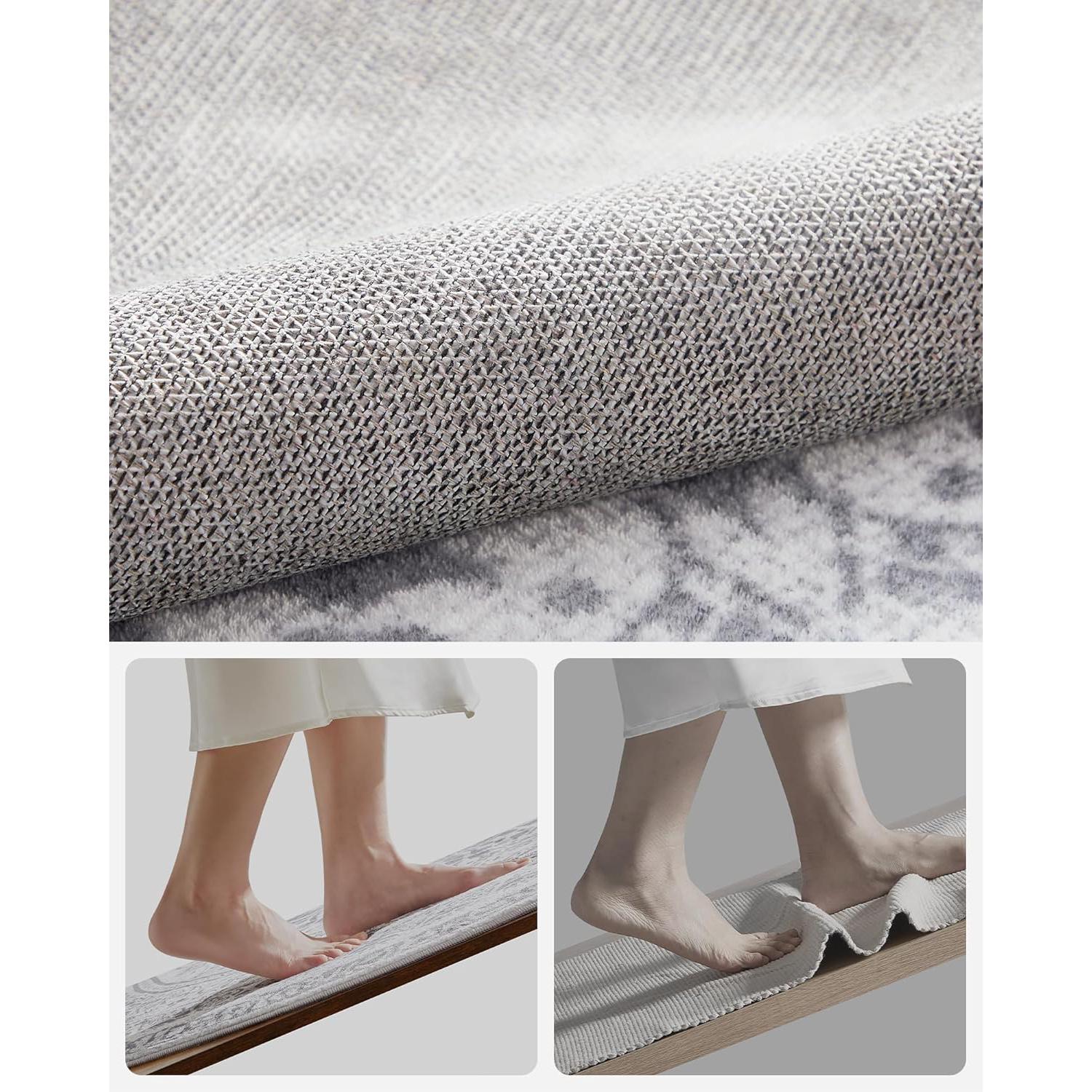 Okrugli tepih promjera 120 cm, neklizajući, periv u perilici, sivo plavi | SONGMICS-vitahome.hr