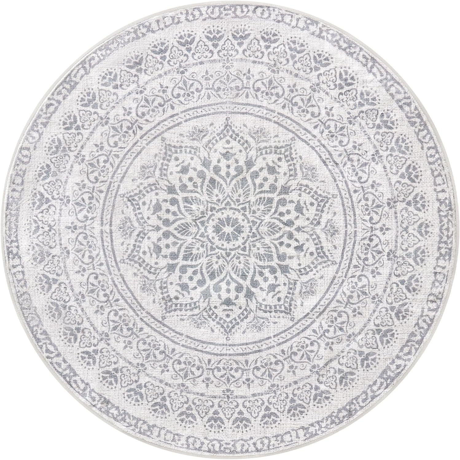 Okrugli tepih promjera 120 cm, neklizajući, periv u perilici, sivo plavi | SONGMICS-vitahome.hr