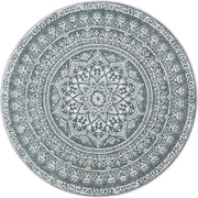 Okrugli tepih, vanjski tepih, boho, promjer 160 cm, periv, antracitno siva