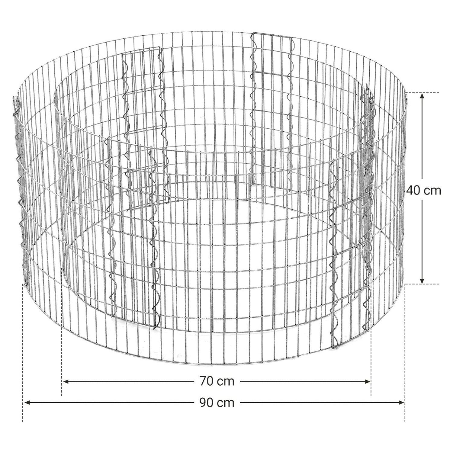 Okrugli ukrasni gabion 90 x 40 cm, rešetka 2,5 x 10 cm, nehrđajući | SONGMICS-vitahome.hr