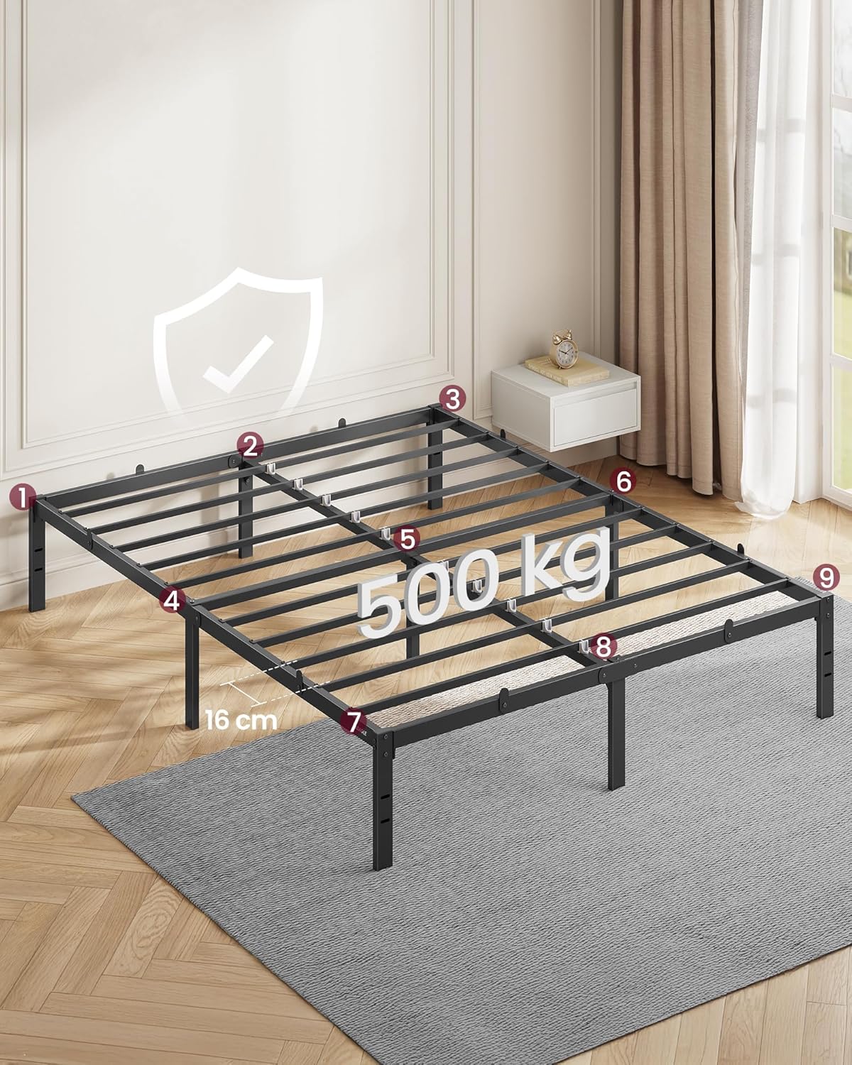 Okvir kreveta 140 × 190 cm, mat crna