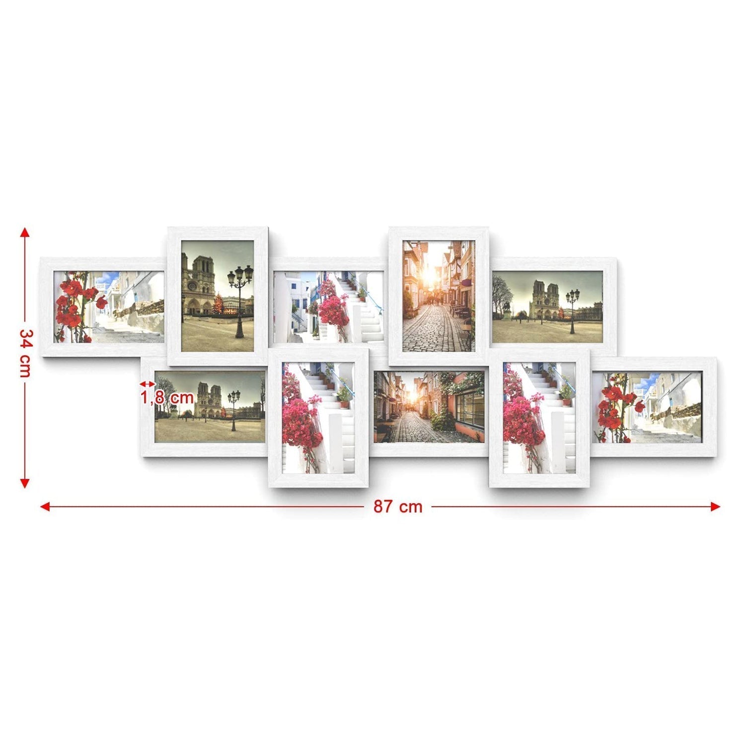 Okvir za fotografije, za do 10 fotografija 10 x 15 cm po fotografiji, bijelo | SONGMICS-vitahome.hr