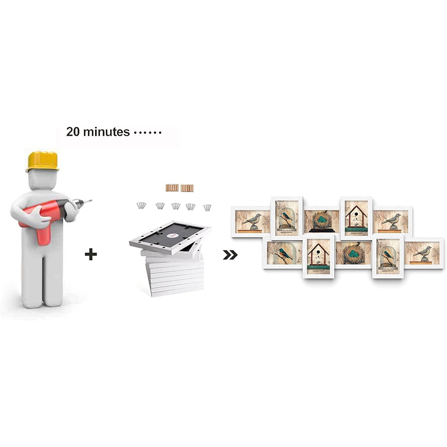 Okvir za fotografije, za do 10 fotografija 10 x 15 cm po fotografiji, bijelo | SONGMICS-vitahome.hr