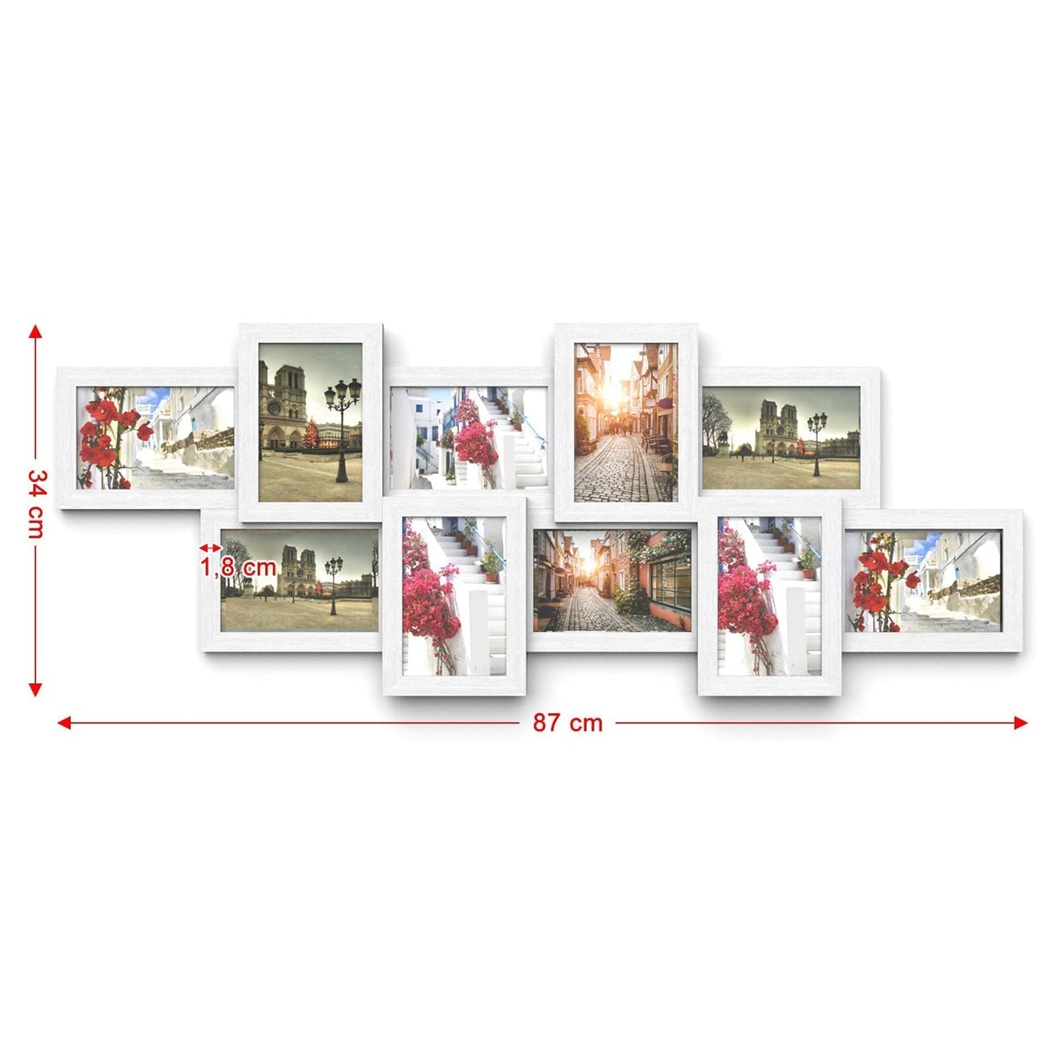 Okvir za fotografije, za do 10 fotografija 10 x 15 cm po fotografiji, bijelo | SONGMICS-vitahome.hr