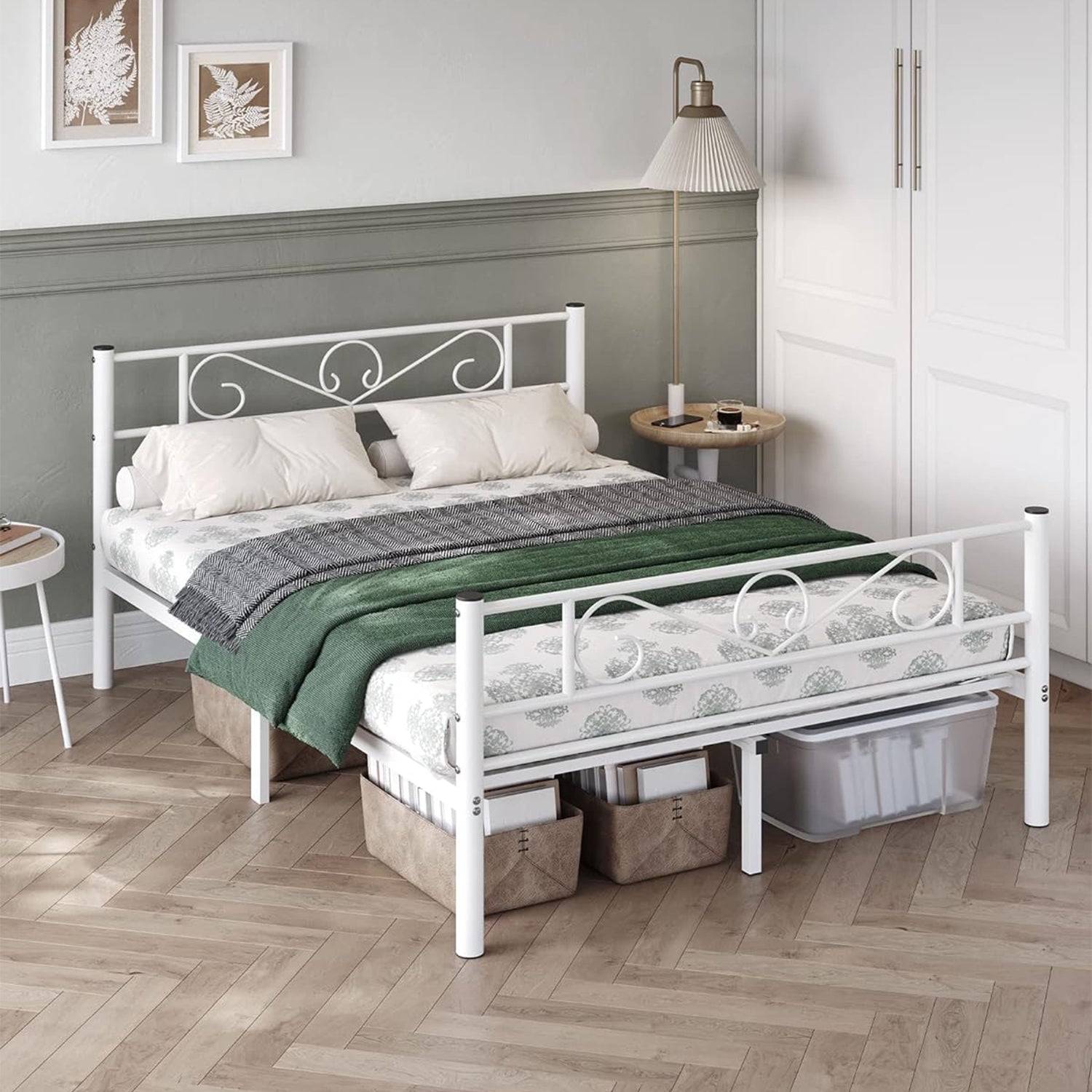 Okvir za krevet 140 x 190 cm, bračni krevet od metala, bijela boja | VASAGLE-vitahome.hr