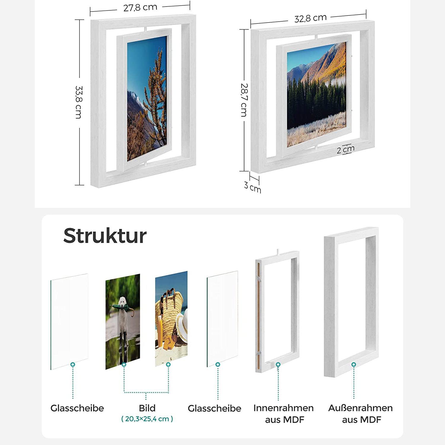 Okvir za slike, set od 2 okvira za slike, rotirajući, bijeli | SONGMICS-vitahome.hr