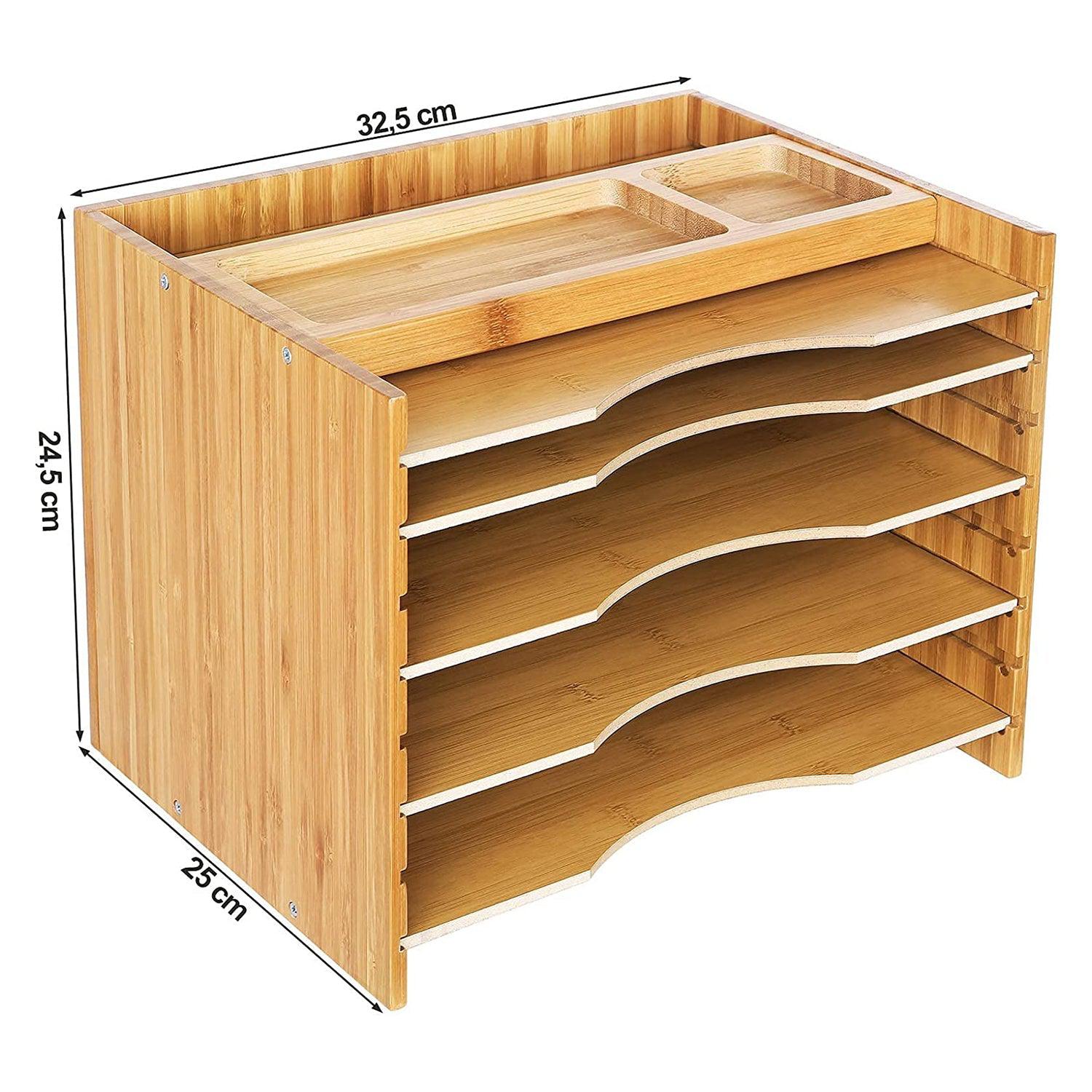 Organizator datoteka od bambusa razvrstavač papira s 5 podesivih polica | SONGMICS-vitahome.hr