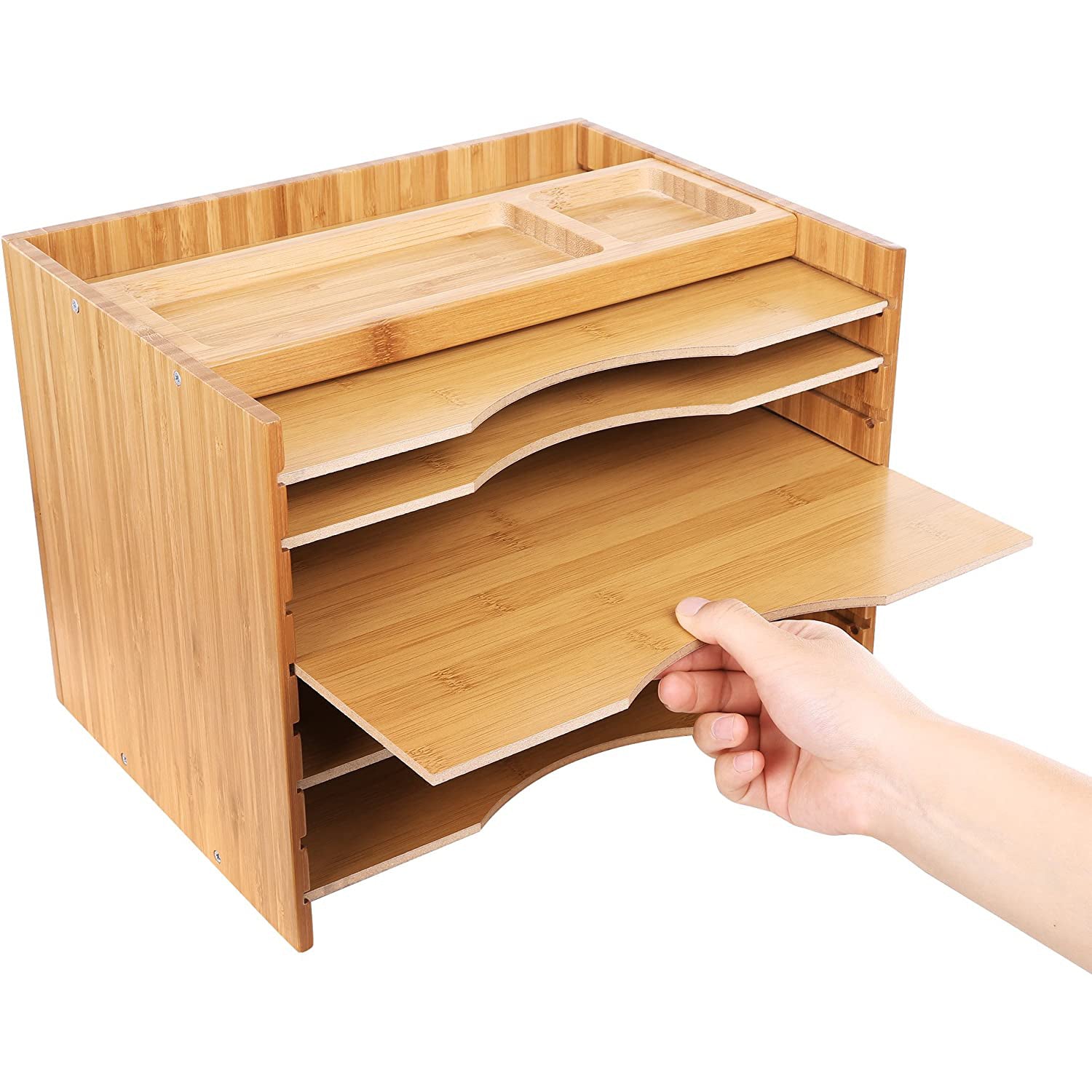 Organizator datoteka od bambusa razvrstavač papira s 5 podesivih polica | SONGMICS-vitahome.hr