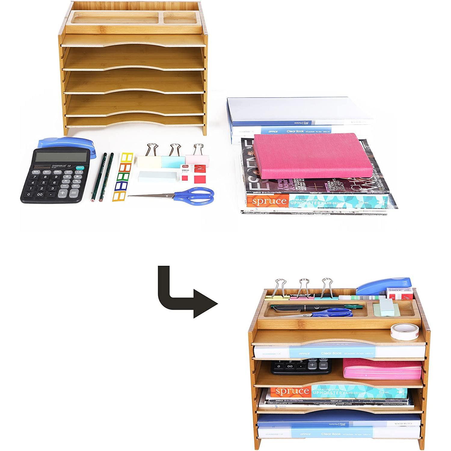 Organizator datoteka od bambusa razvrstavač papira s 5 podesivih polica | SONGMICS-vitahome.hr