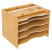 Organizator datoteka od bambusa razvrstavač papira s 5 podesivih polica | SONGMICS-vitahome.hr