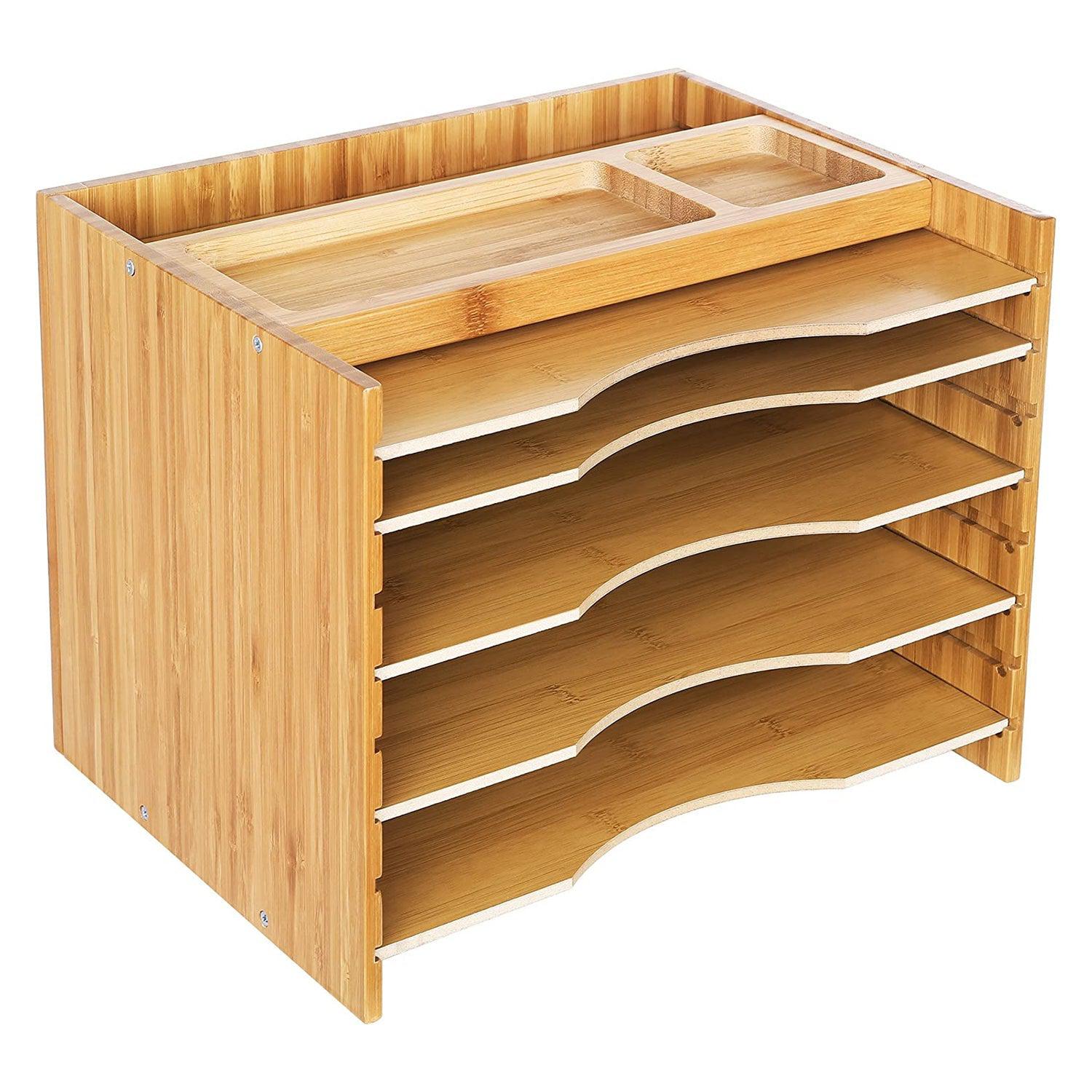 Organizator datoteka od bambusa razvrstavač papira s 5 podesivih polica | SONGMICS-vitahome.hr