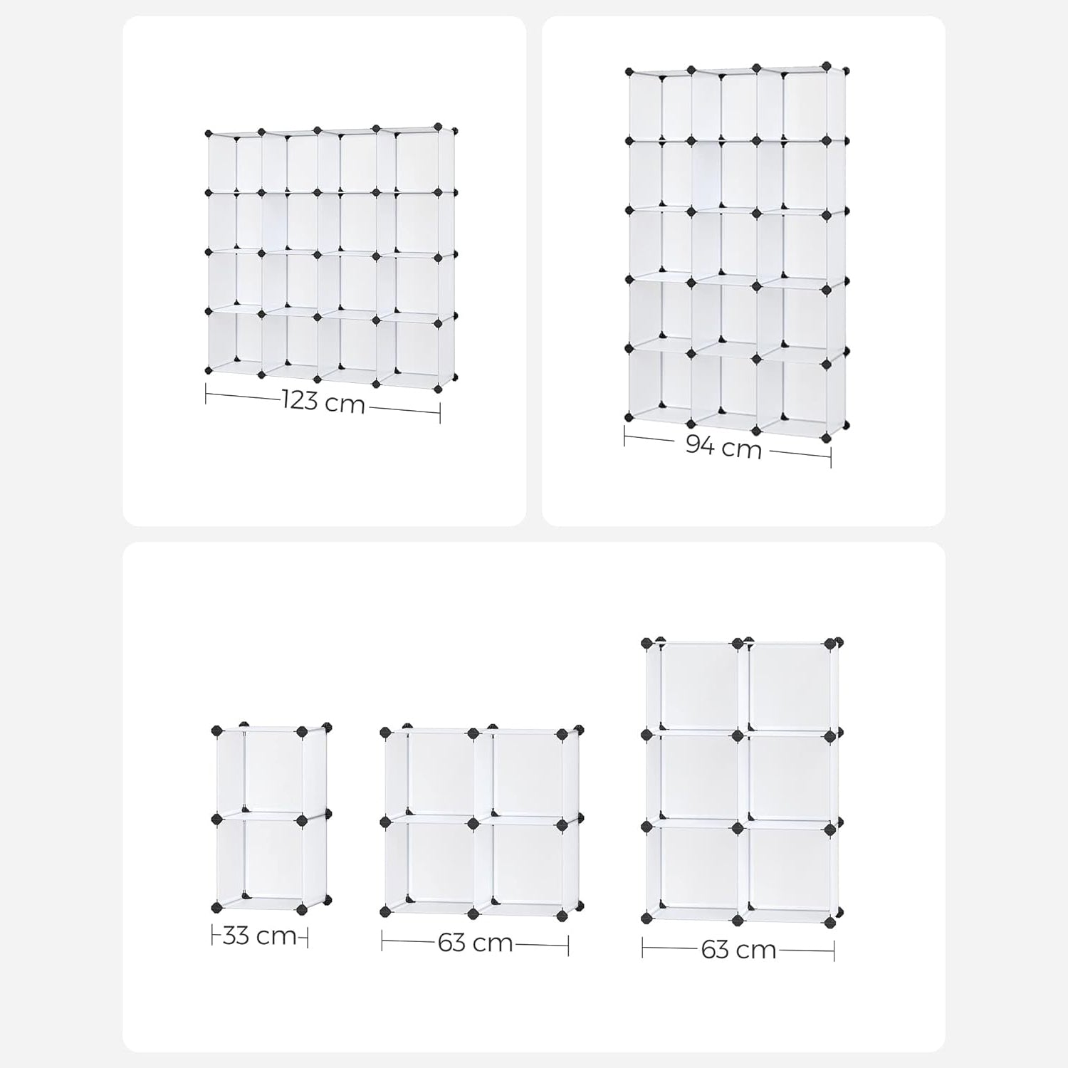 Organizator pohrane od 16 kocki koje se mogu sloziti, bijeli | SONGMICS-vitahome.hr