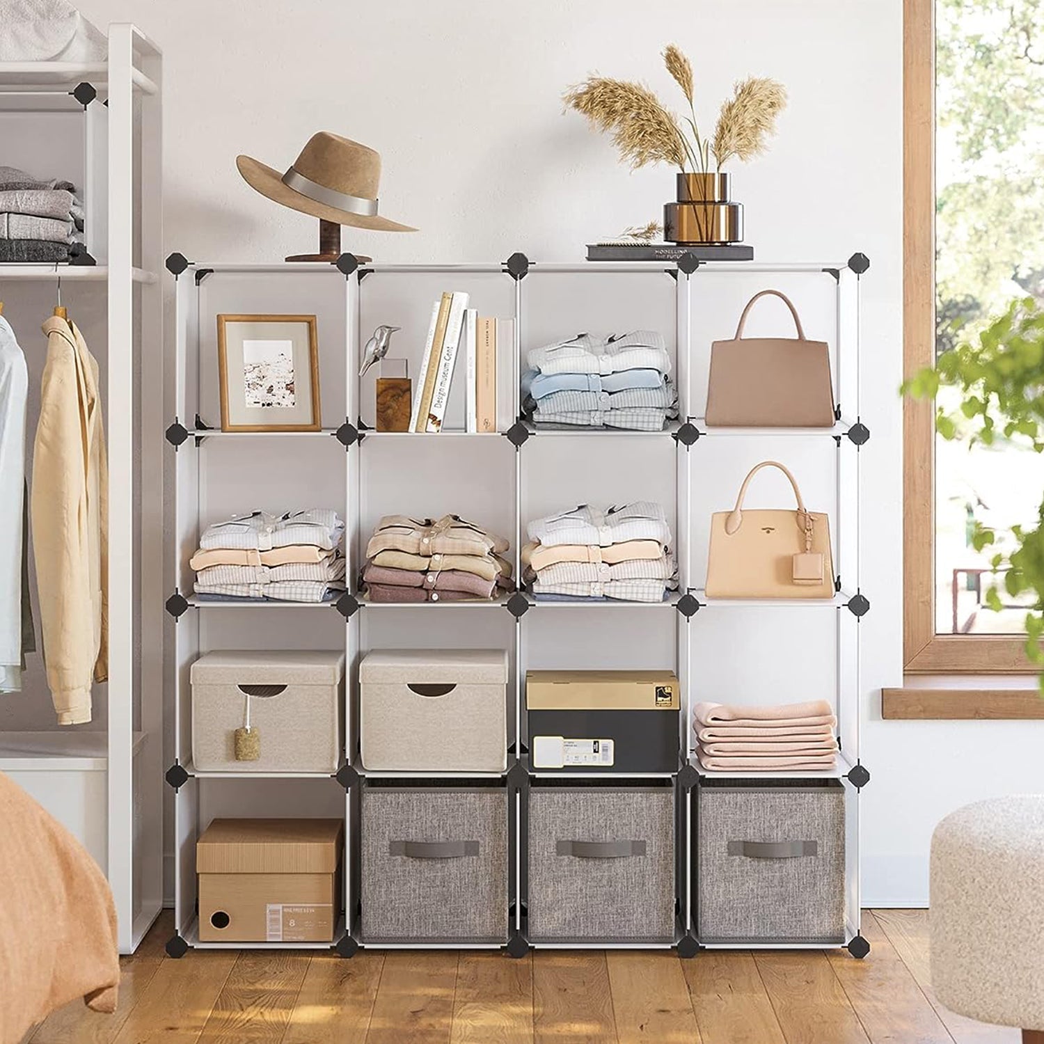 Organizator pohrane od 16 kocki koje se mogu sloziti, bijeli | SONGMICS-vitahome.hr