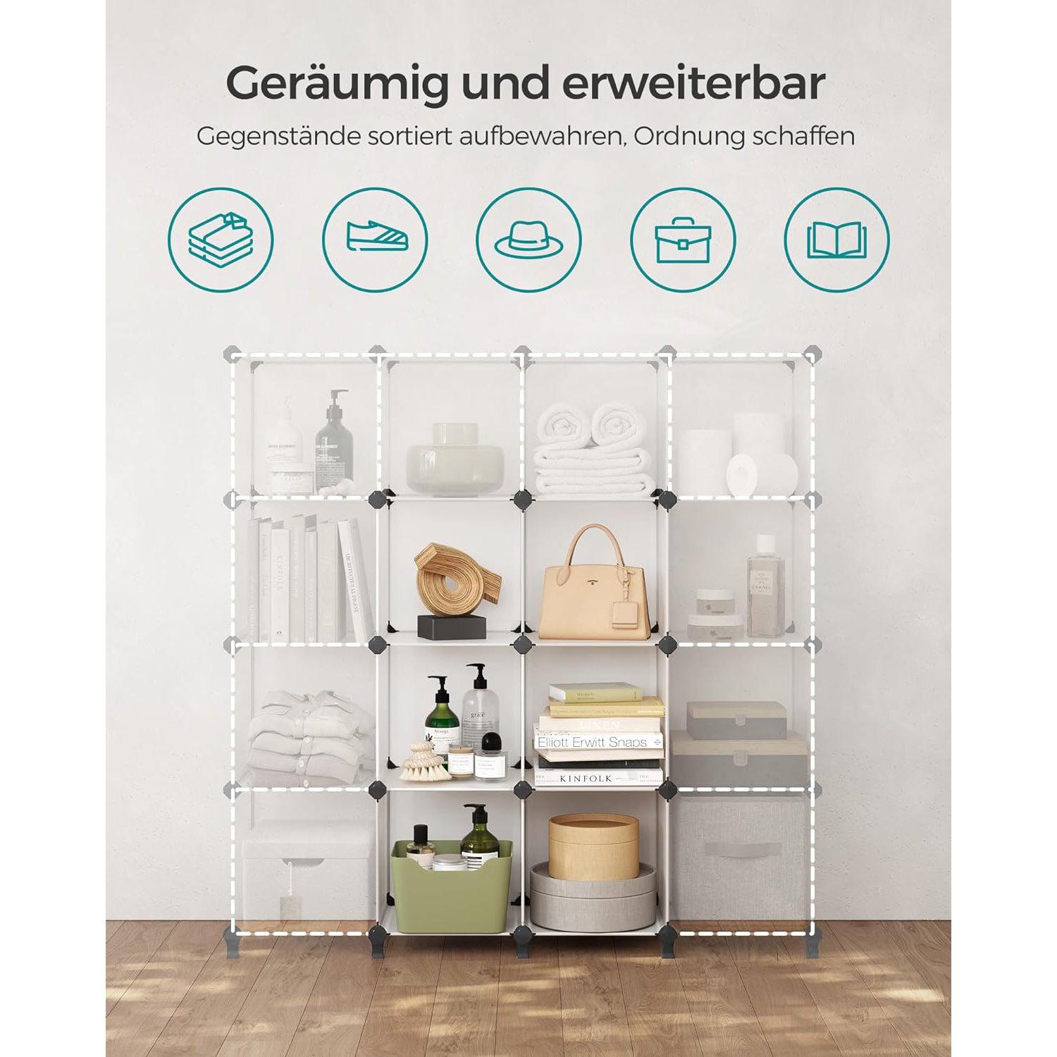 Organizator sa 6 kockastih polica za odlaganje, 93x31x93 cm, bijeli | SONGMICS-vitahome.hr