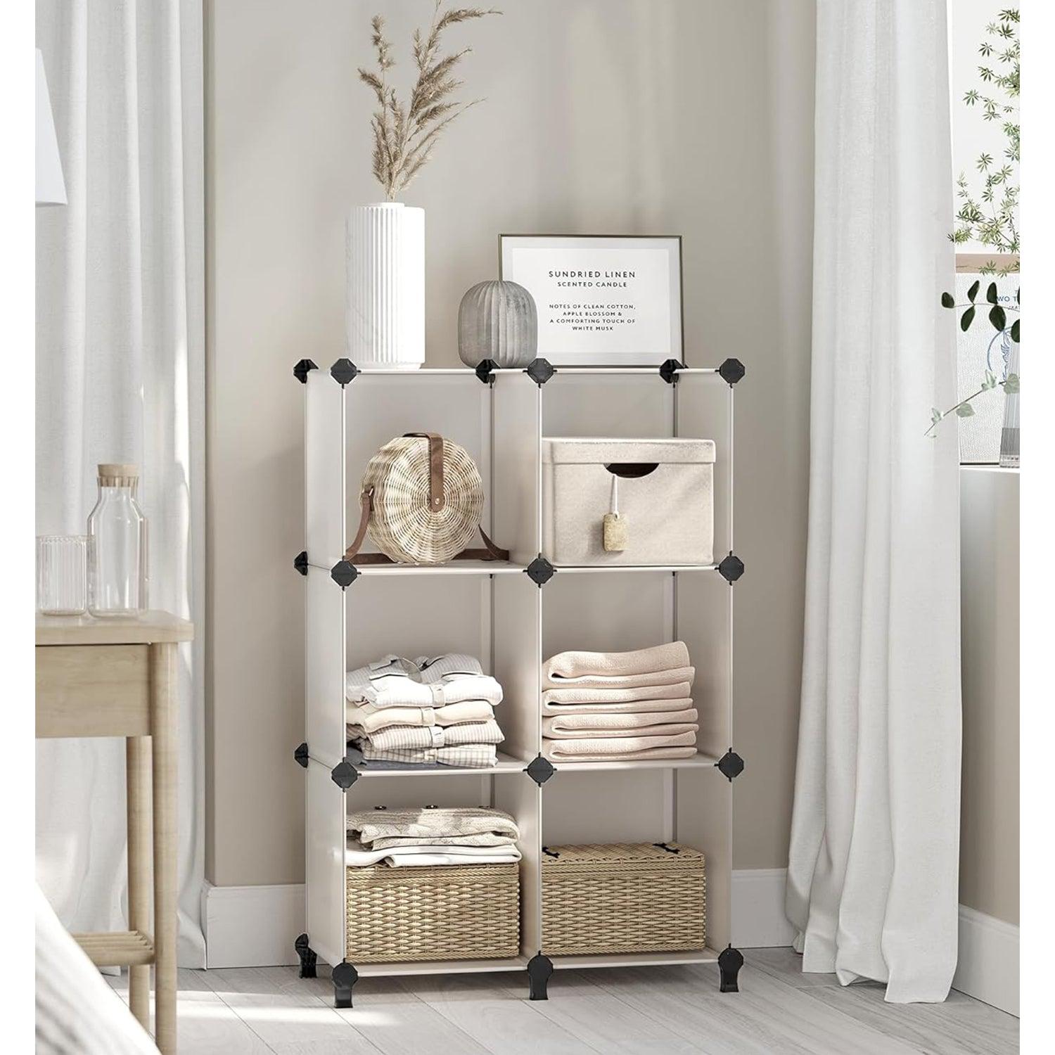 Organizator sa 6 kockastih polica za odlaganje, 93x31x93 cm, bijeli | SONGMICS-vitahome.hr