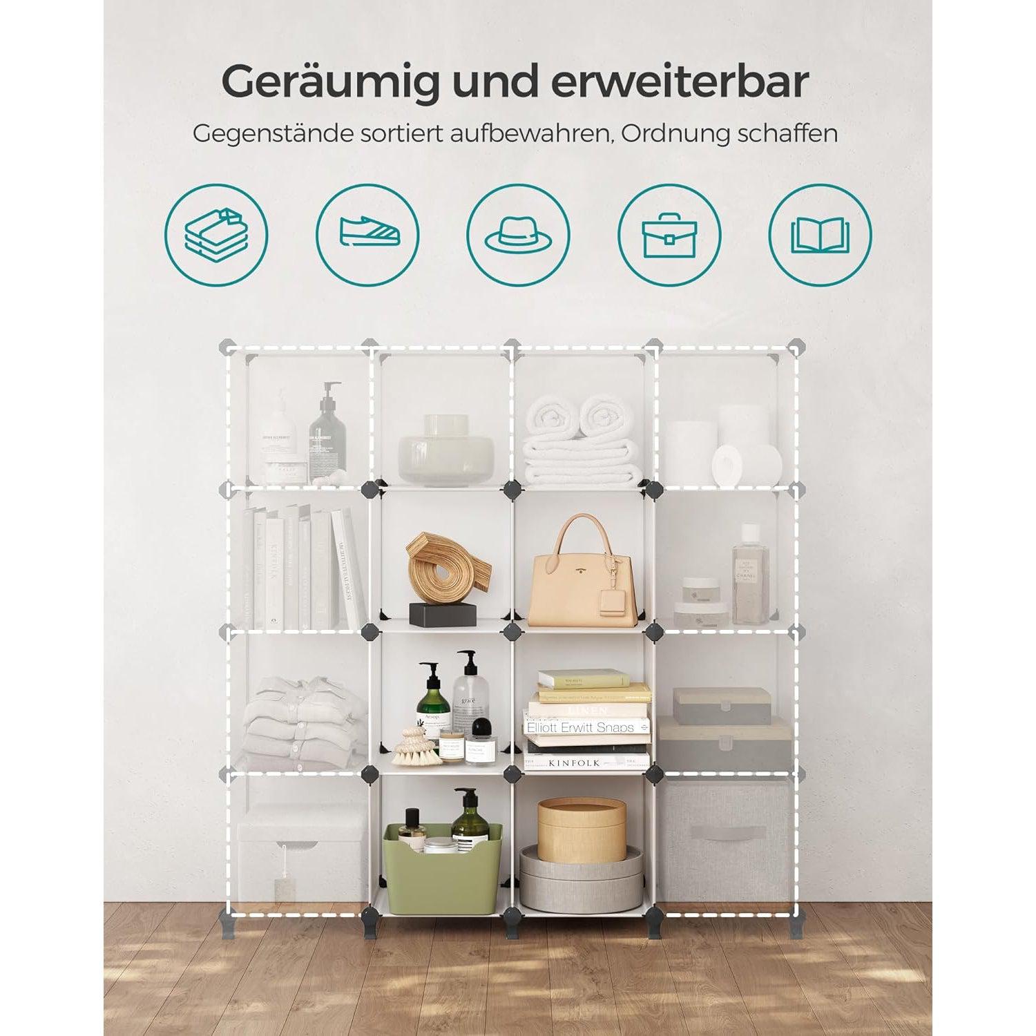 Organizator sa 6 kockastih polica za odlaganje, 93x31x93 cm, bijeli | SONGMICS-vitahome.hr